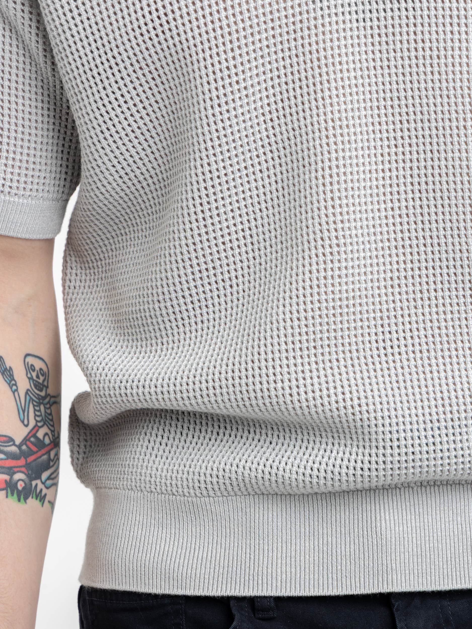 Grey Short Sleeve Polo Sweater