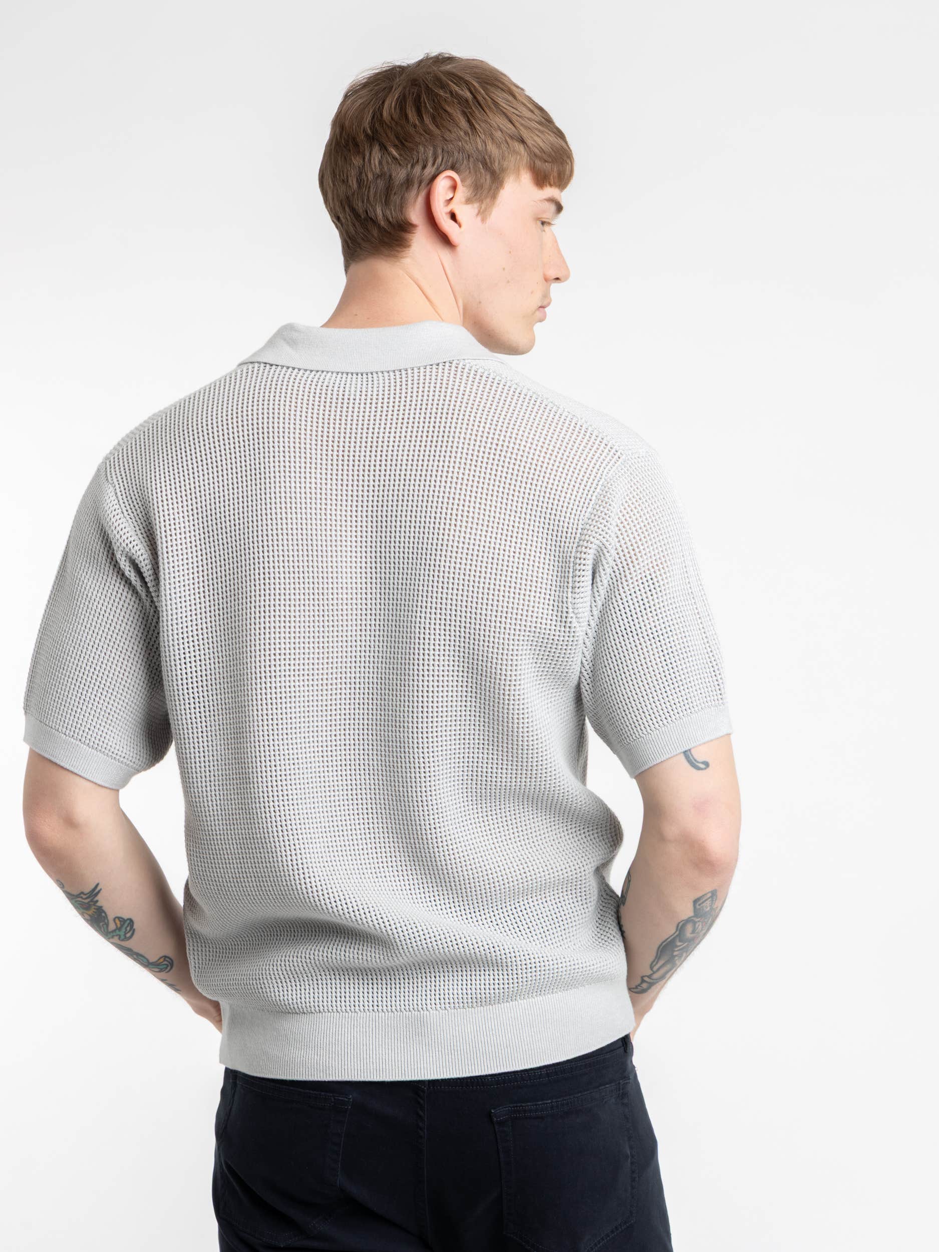 Grey Short Sleeve Polo Sweater