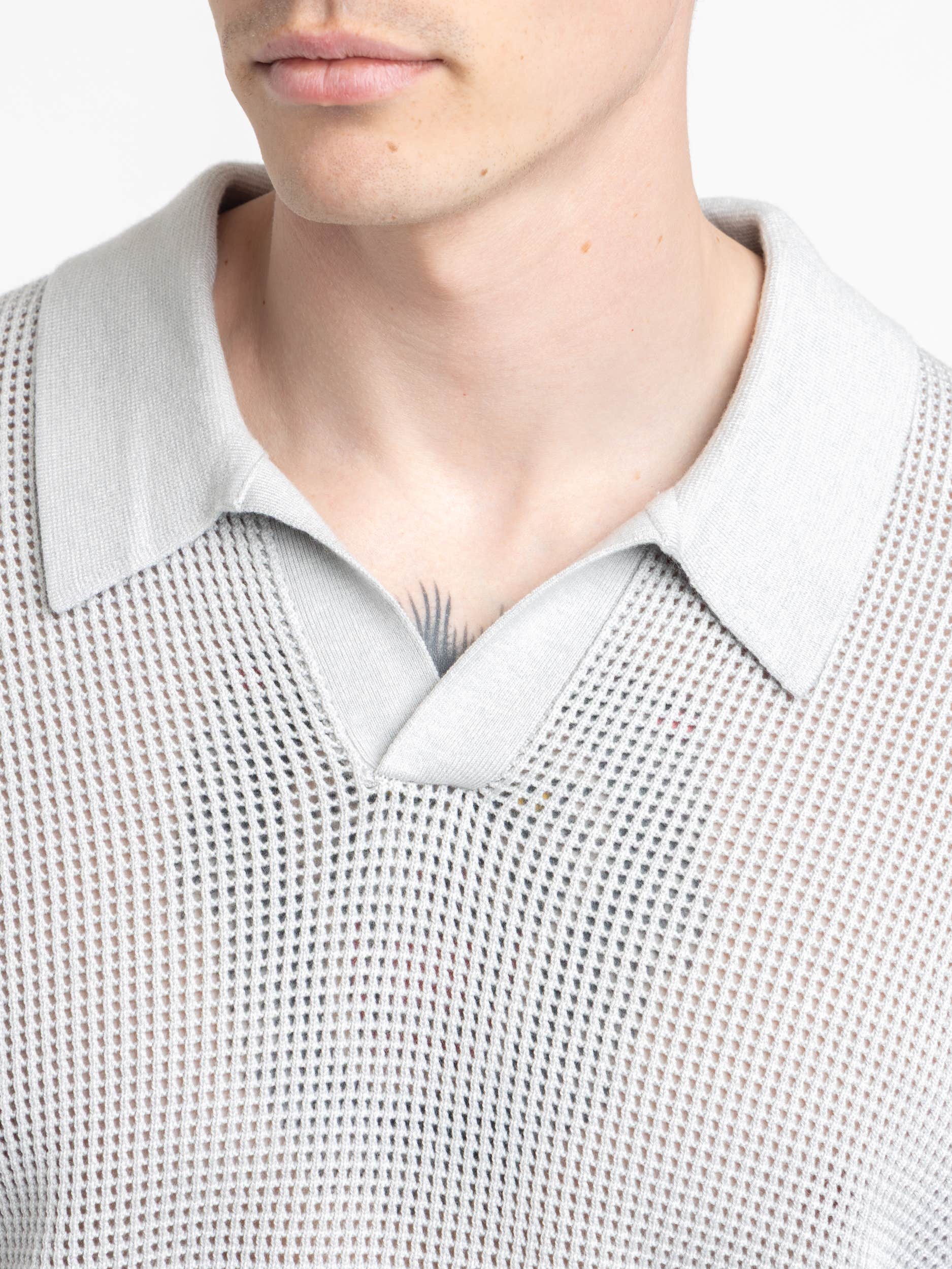 Grey Short Sleeve Polo Sweater