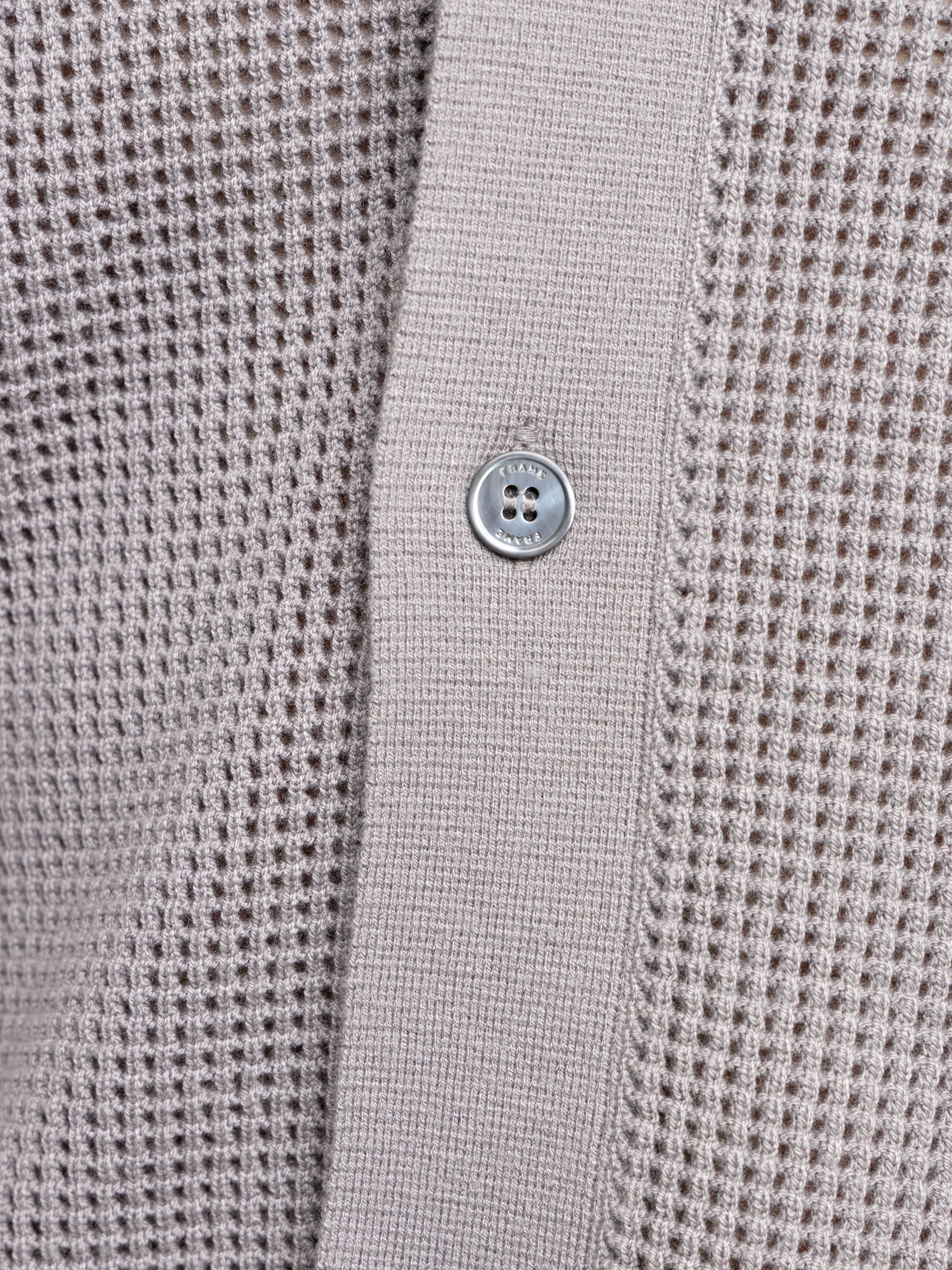 Grey Wool Blended Open Knit Cardigan