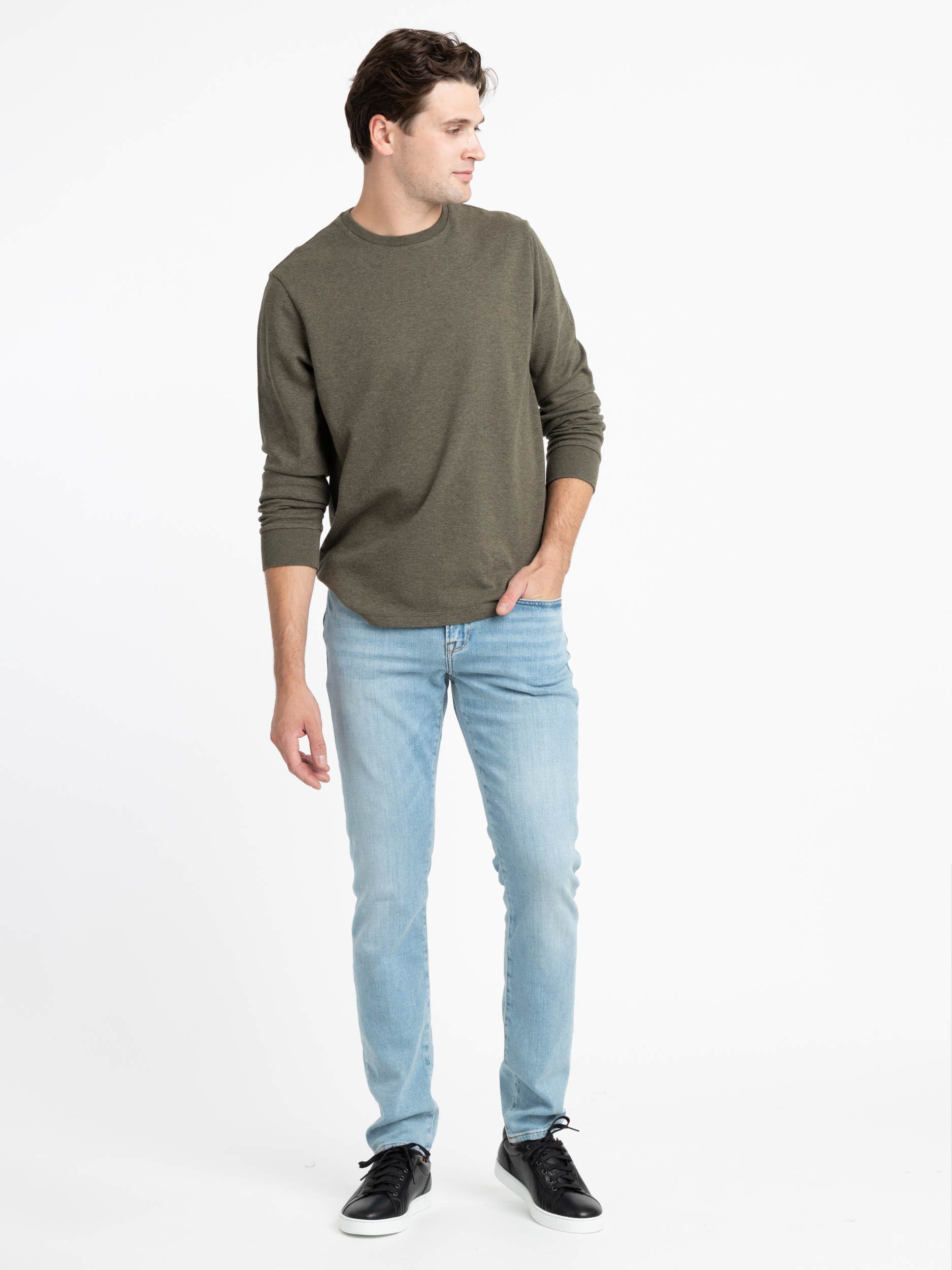 Olive Green Duo Fold Long Sleeve Crew