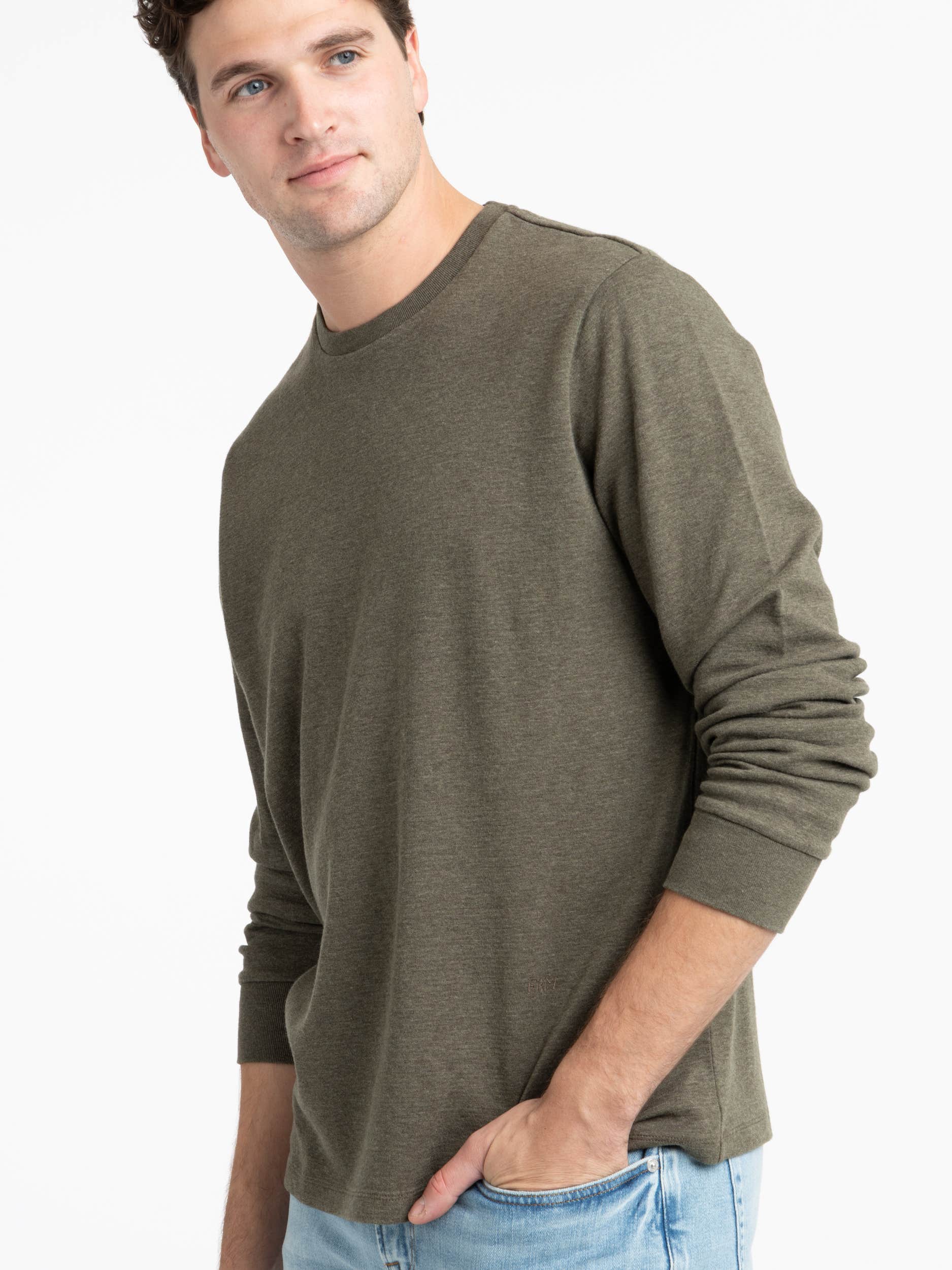 Olive Green Duo Fold Long Sleeve Crew