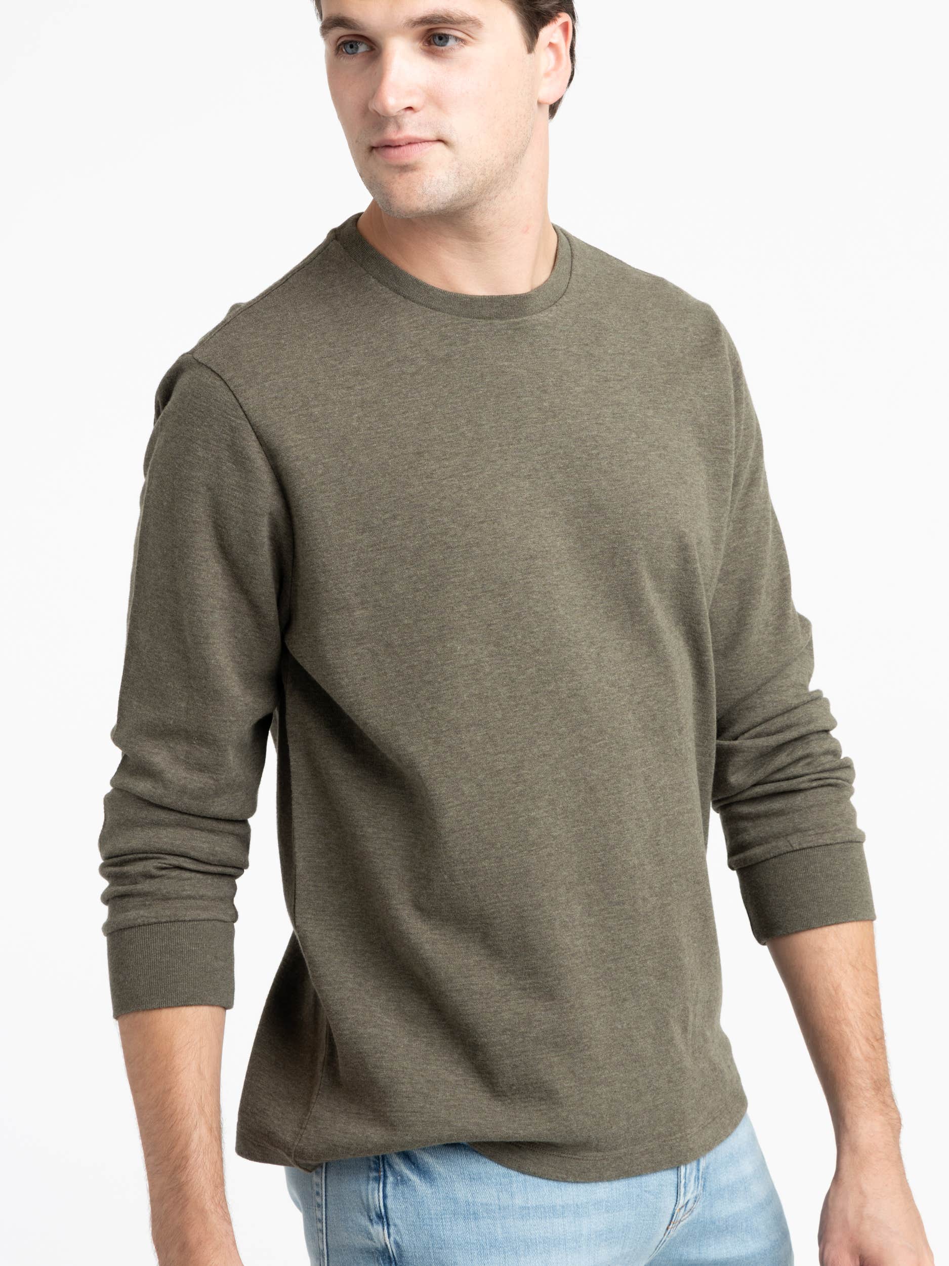 Olive Green Duo Fold Long Sleeve Crew