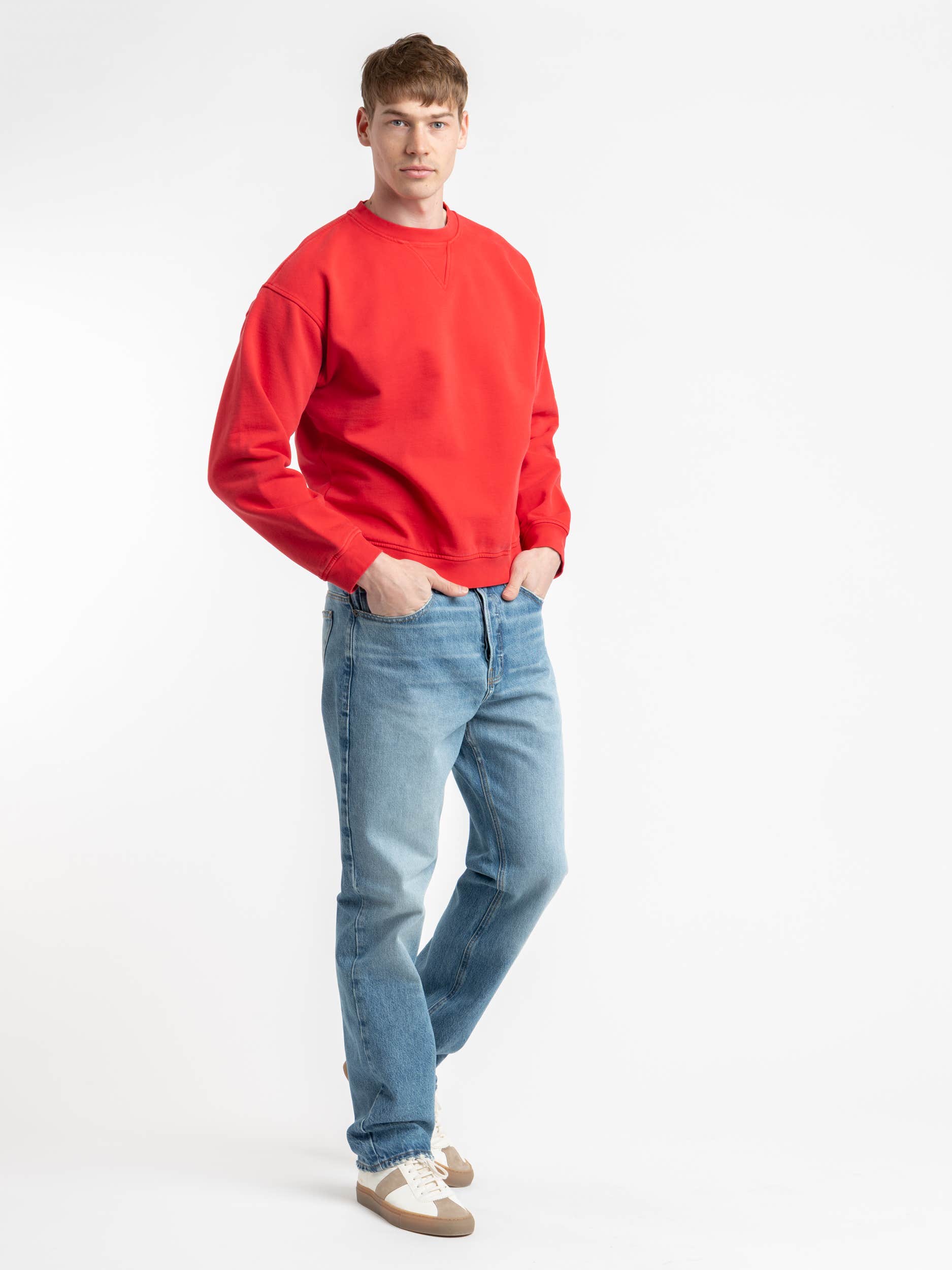 Red Cotton Crewneck Sweatshirt