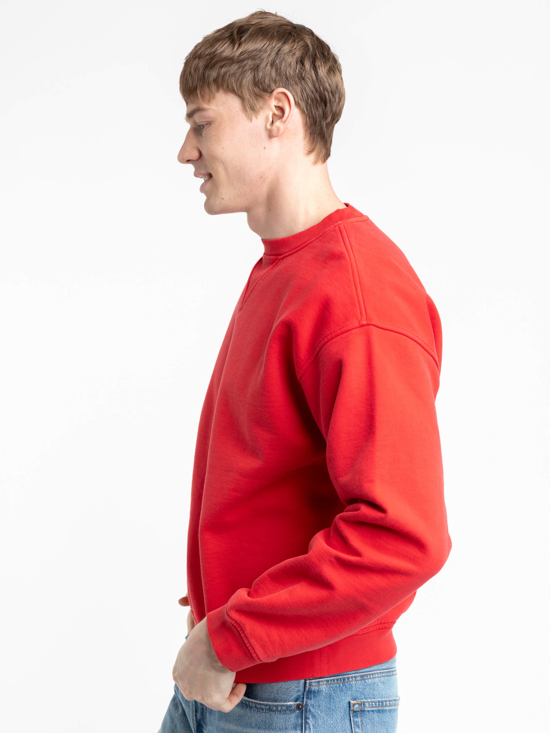 Red Cotton Crewneck Sweatshirt