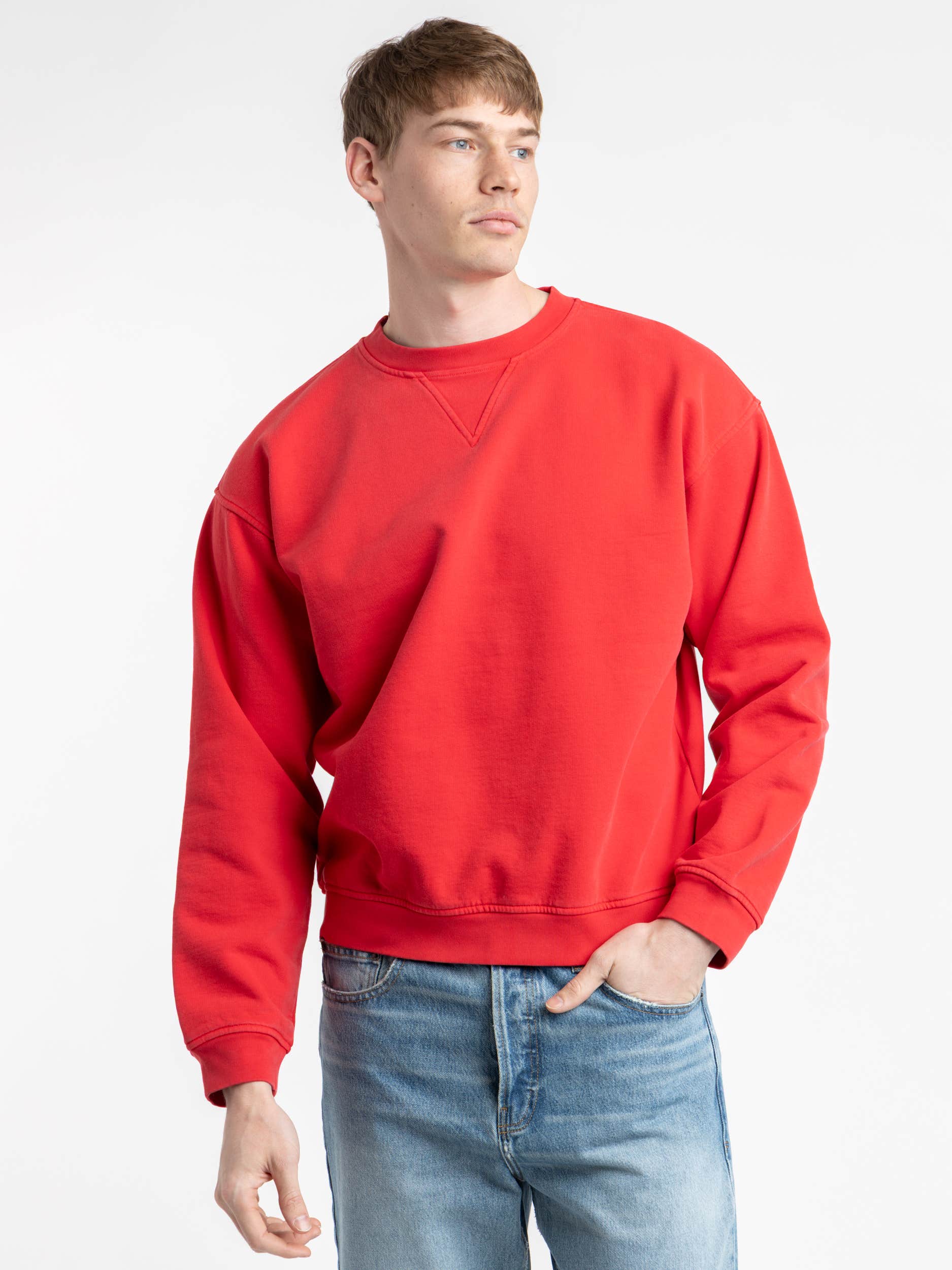 Red Cotton Crewneck Sweatshirt