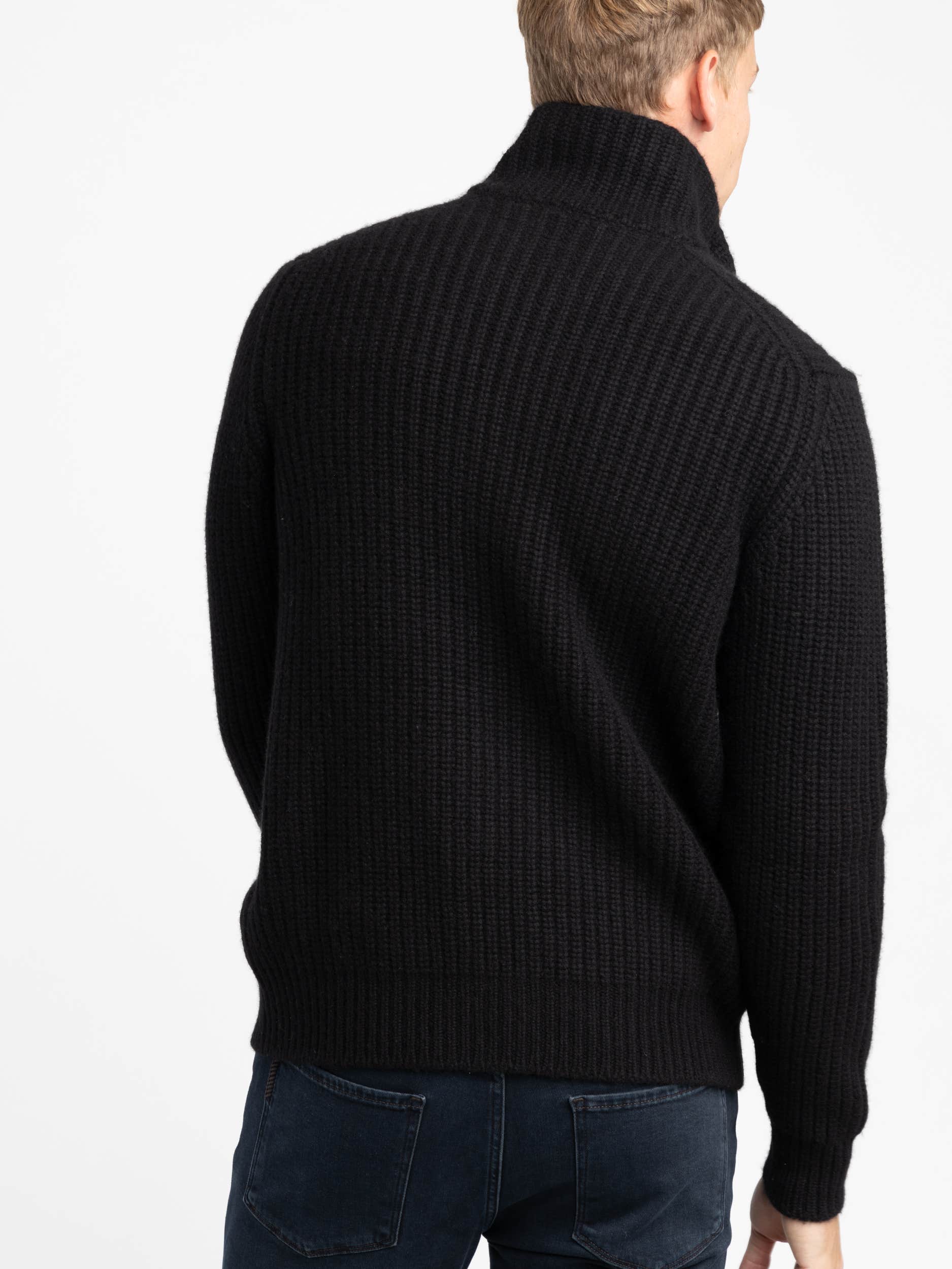 Black Cashmere Full Zip Sweater