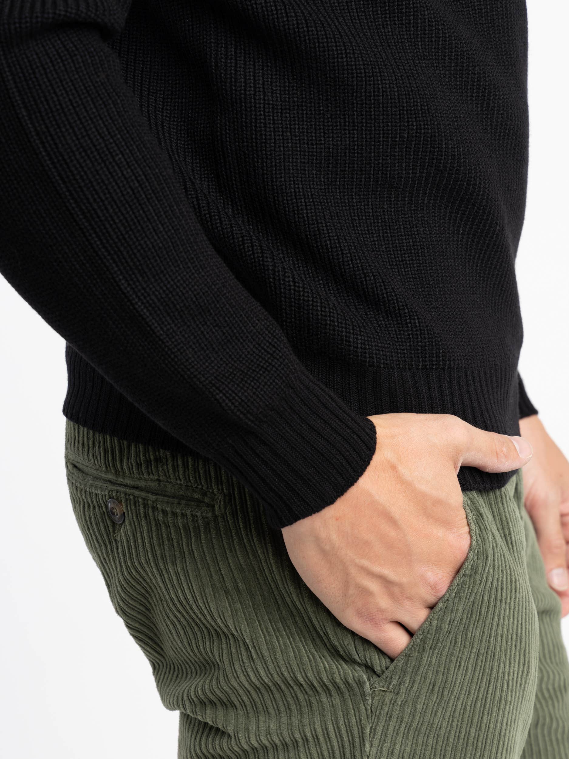 Black Rainwool Quarter-Zip Pullover Sweater