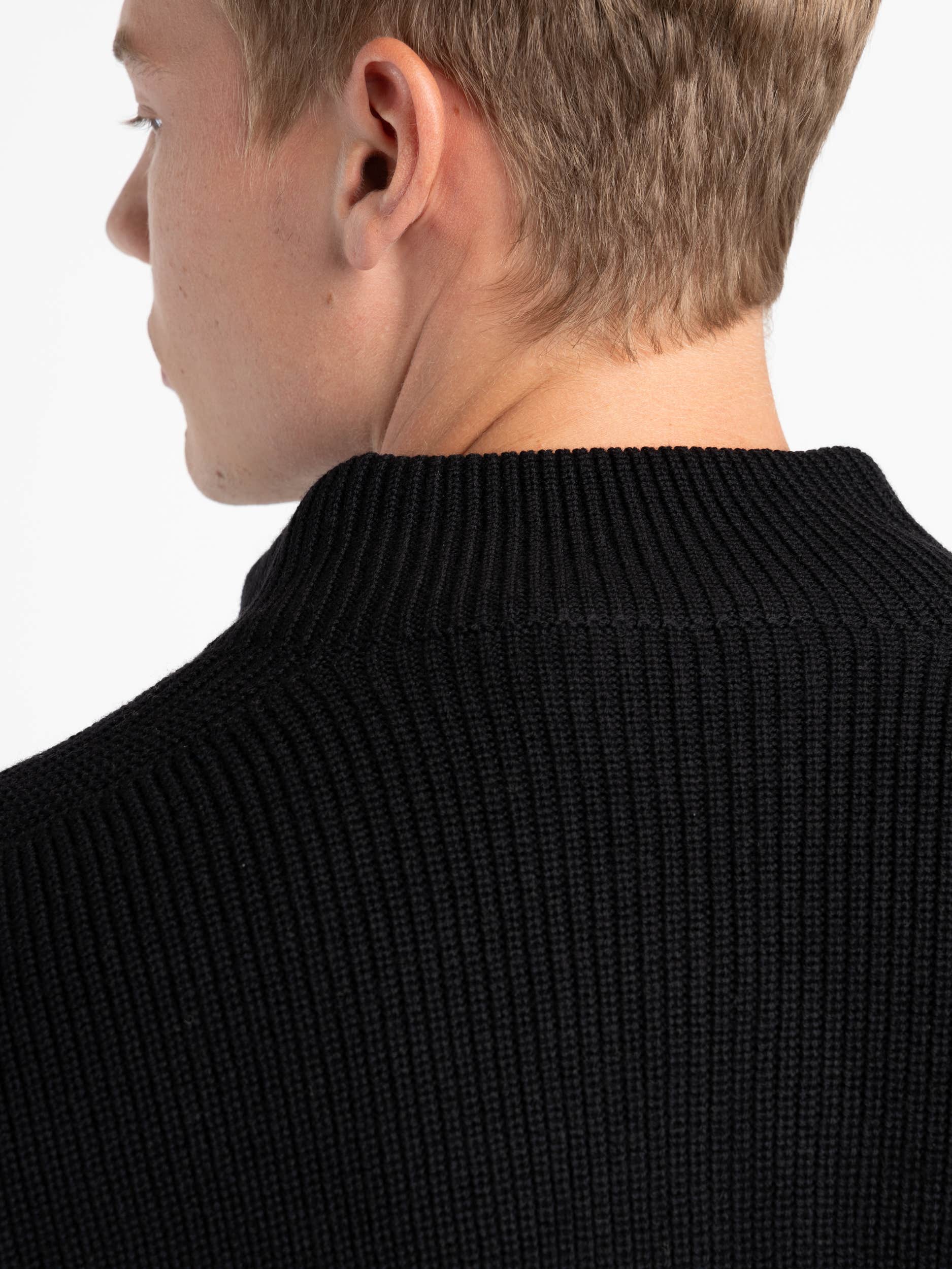 Black Rainwool Quarter-Zip Pullover Sweater