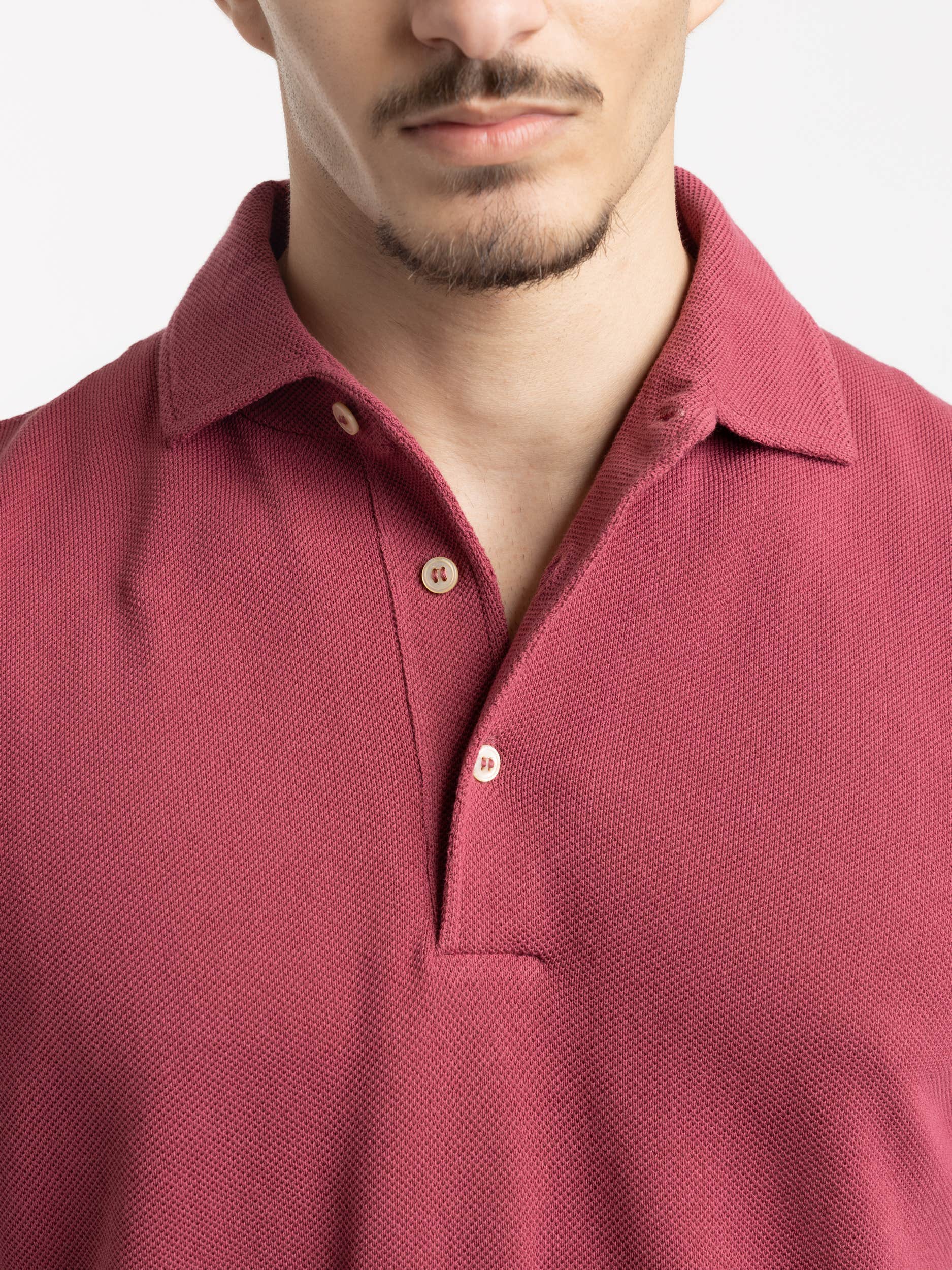Fuschia Cotton Knit Polo Shirt