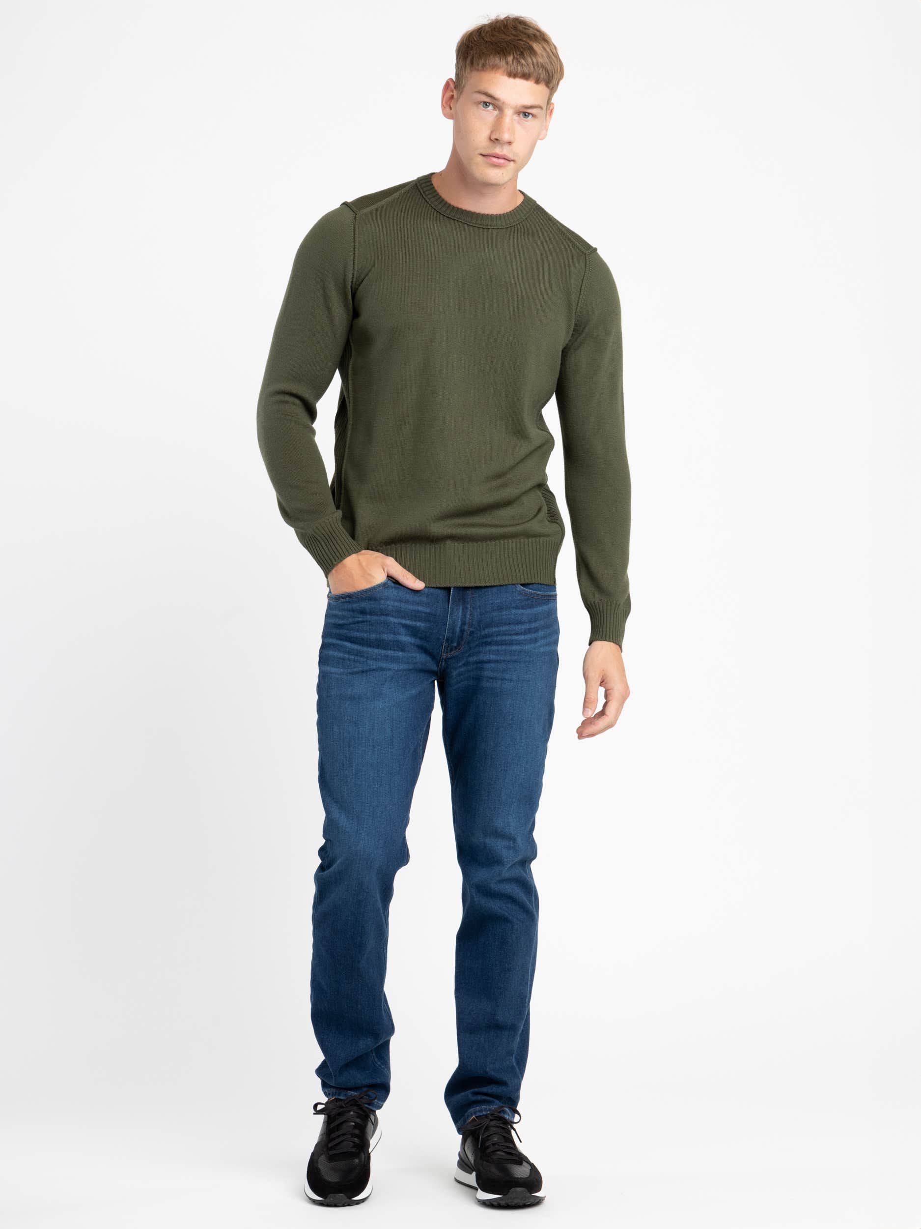 Green Merino Raw Edge Crewneck