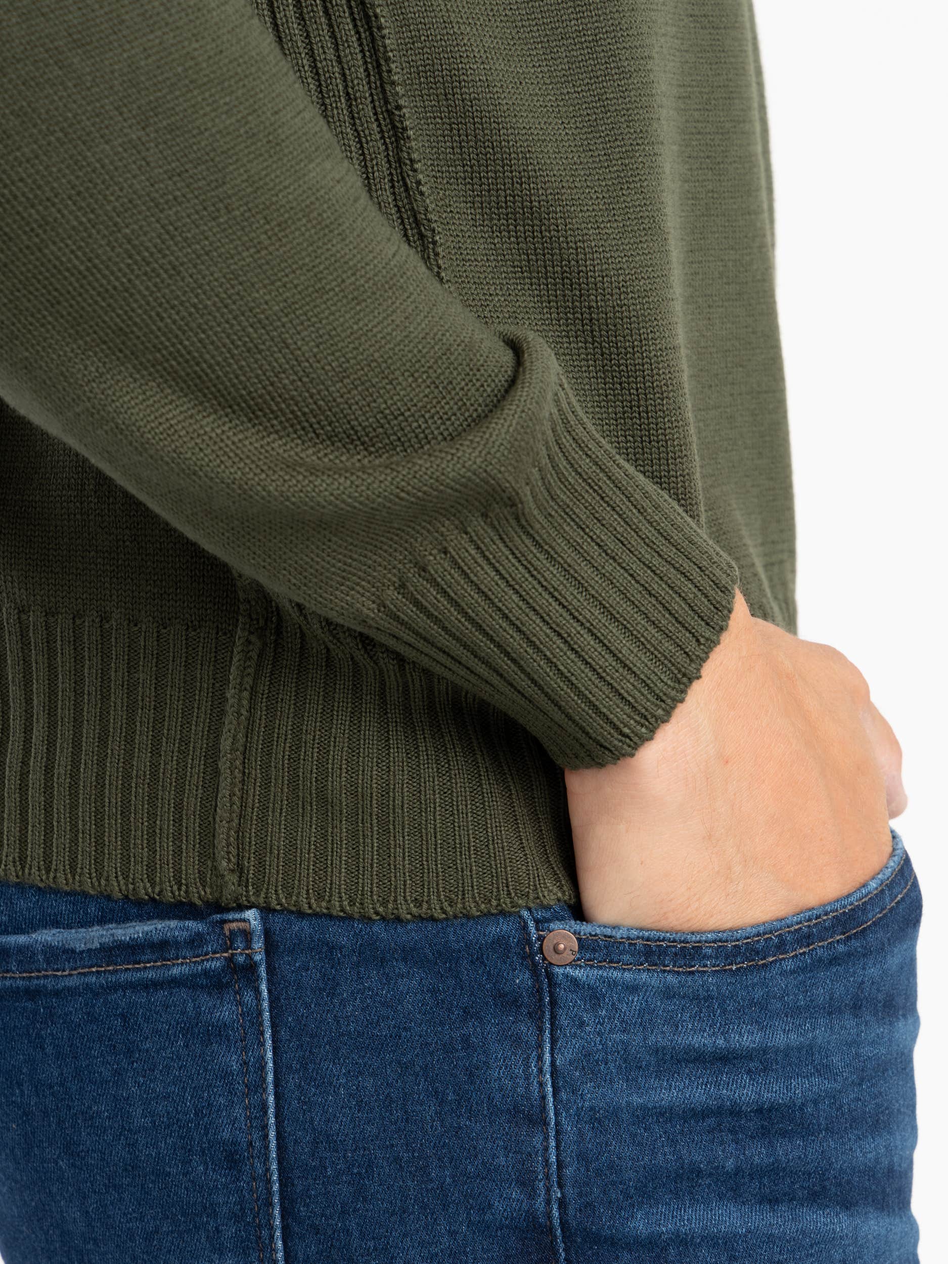 Green Merino Raw Edge Crewneck