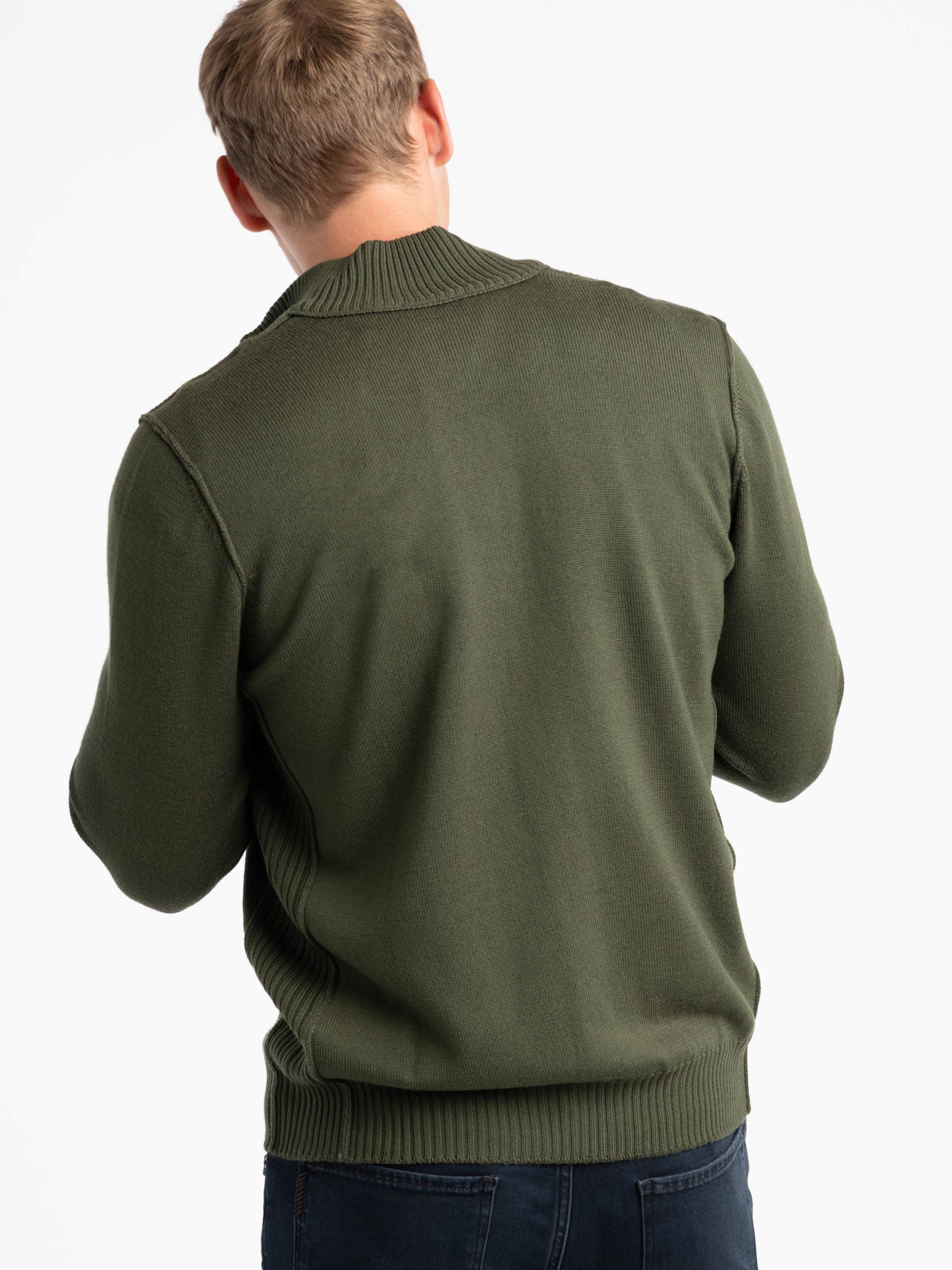 Green Extra Fine Merino Wool Zip Sweater
