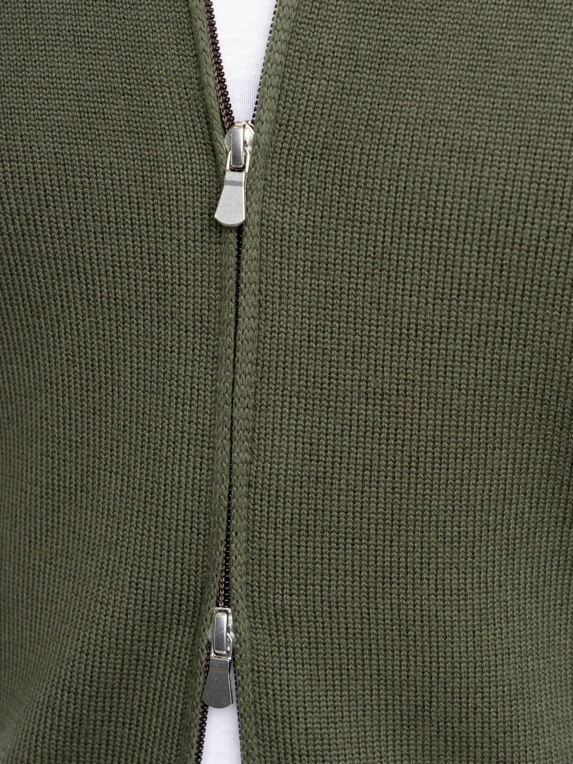Green Extra Fine Merino Wool Zip Sweater
