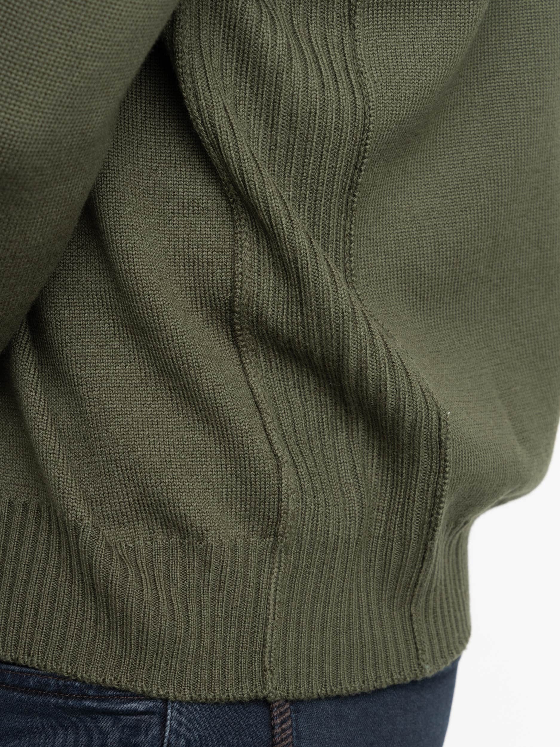 Green Extra Fine Merino Wool Zip Sweater