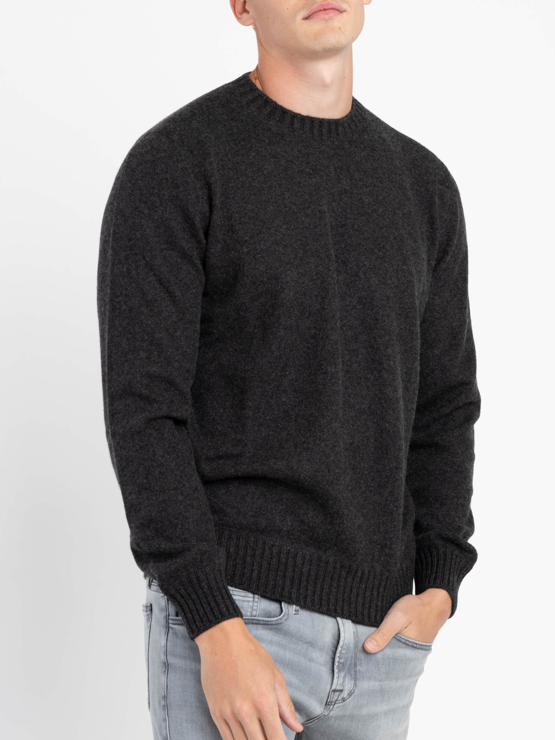 Grey Felted Cashmere Crewneck