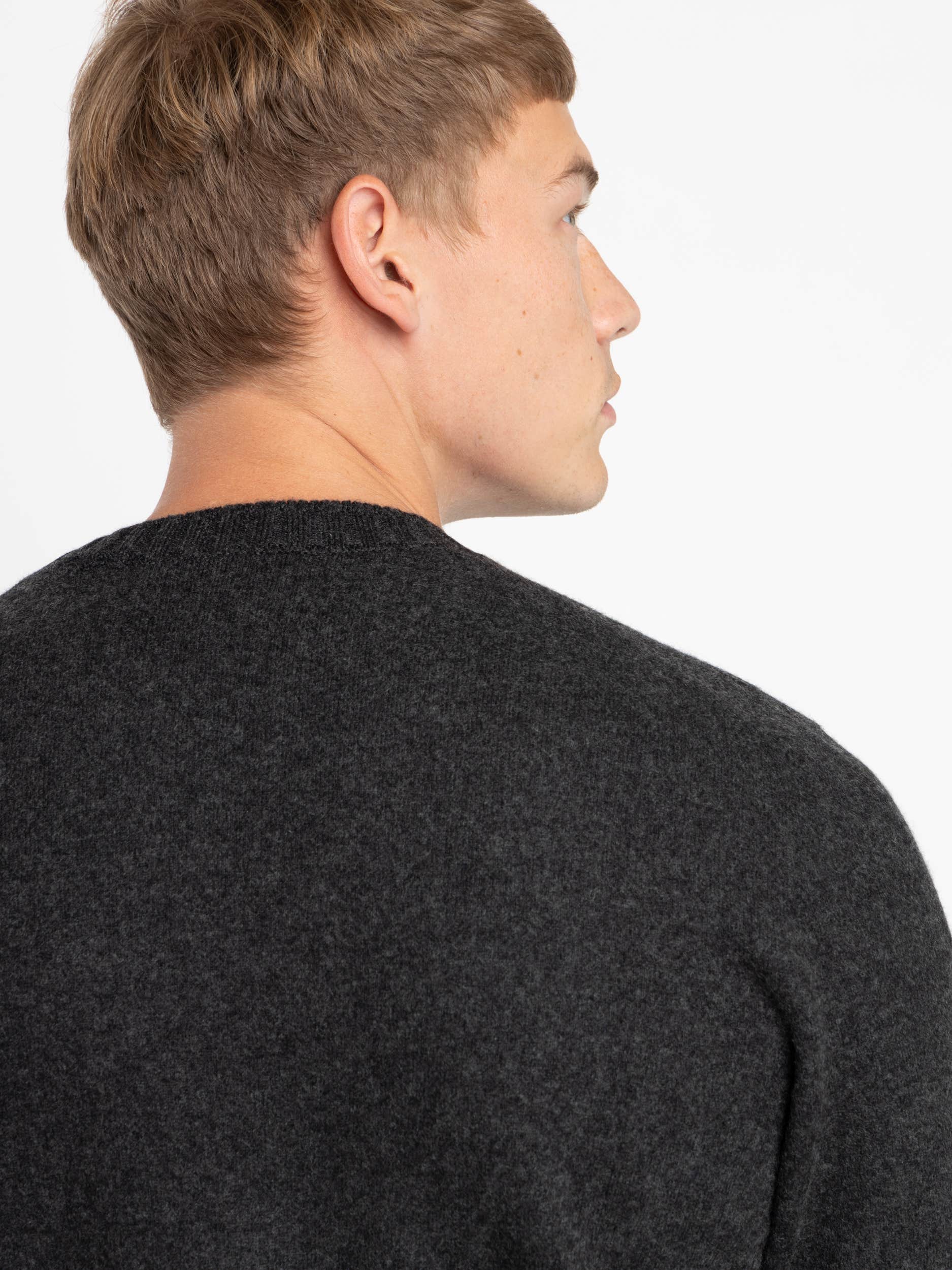 Grey Felted Cashmere Crewneck