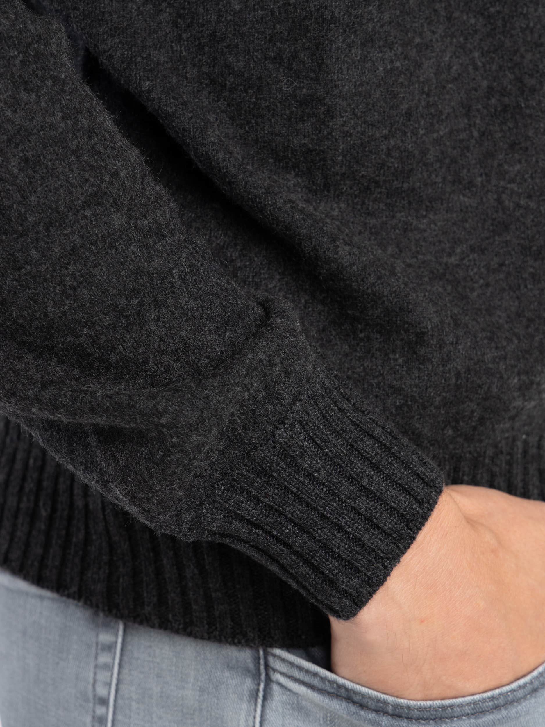 Grey Felted Cashmere Crewneck