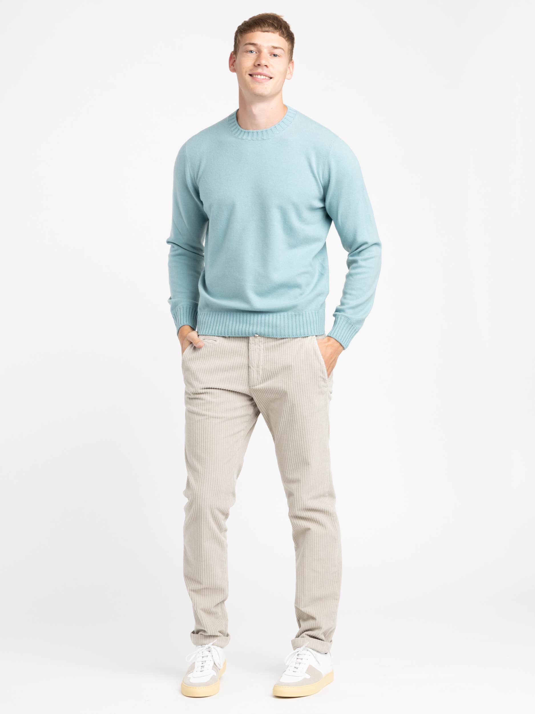 Light Blue Felted Cashmere Crewneck