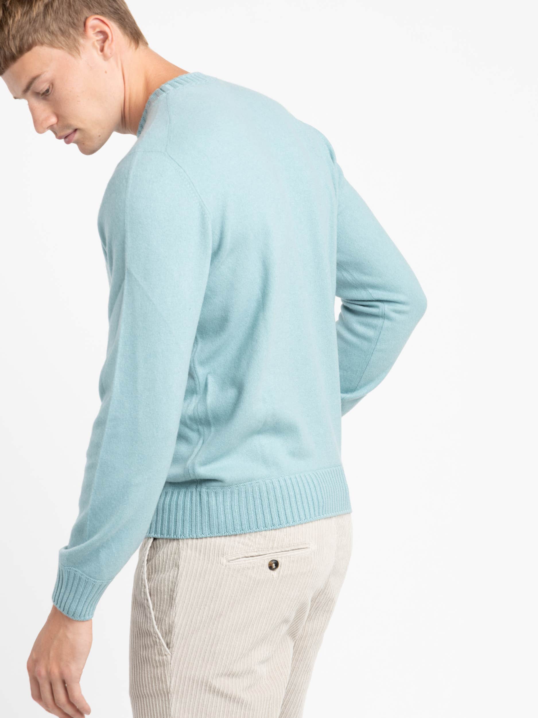 Light Blue Felted Cashmere Crewneck
