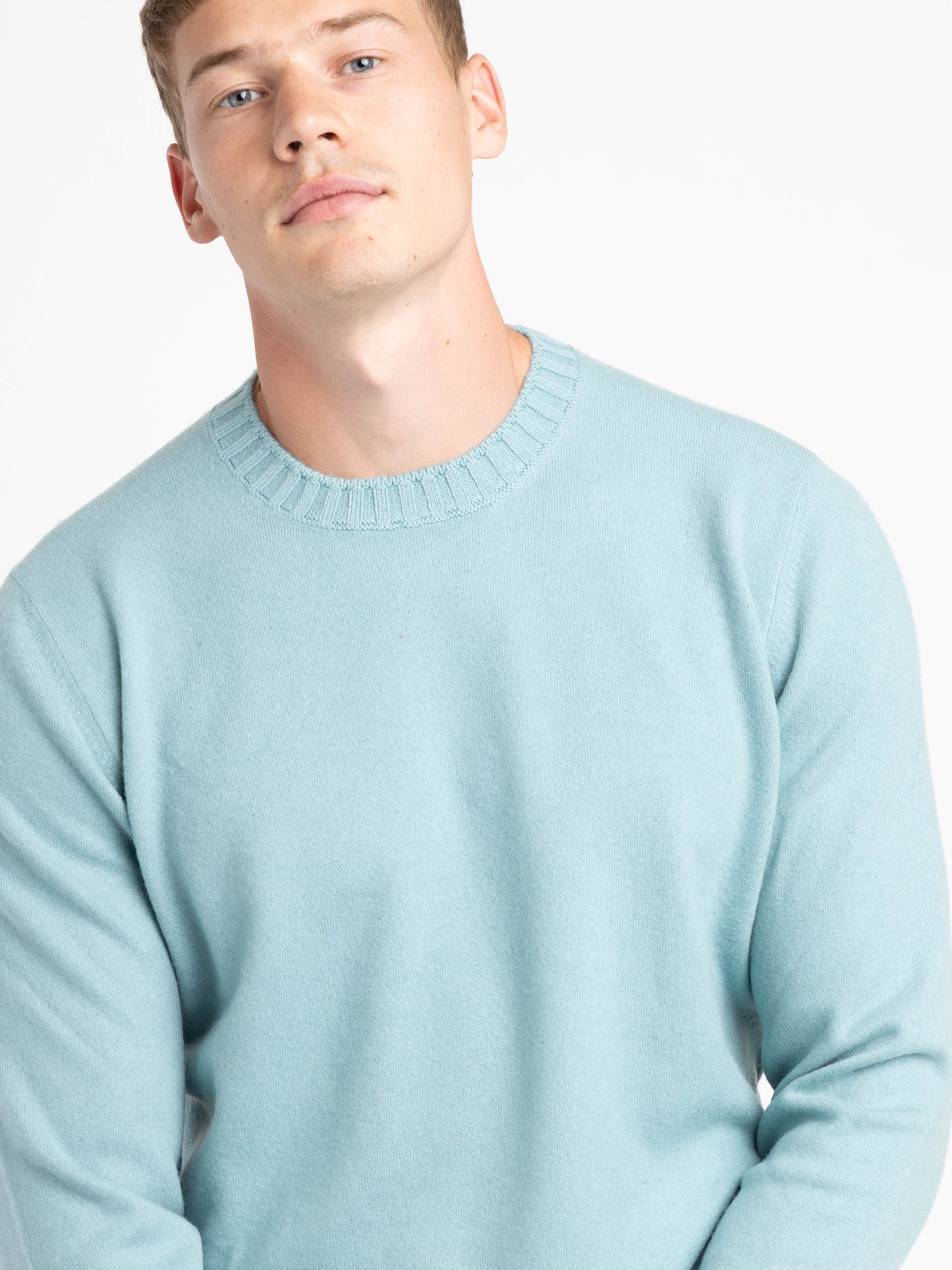 Light Blue Felted Cashmere Crewneck