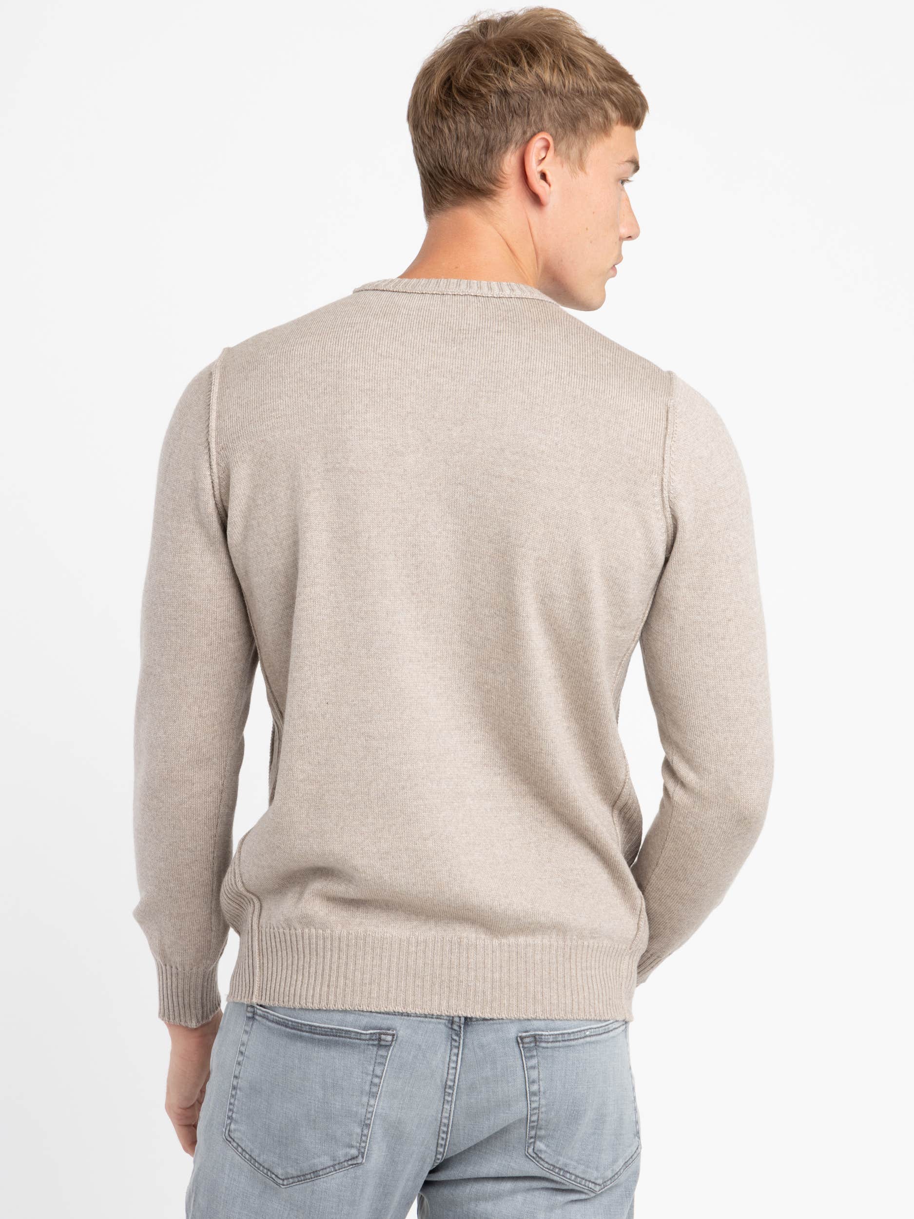 Light Brown Merino Raw Edge Crewneck