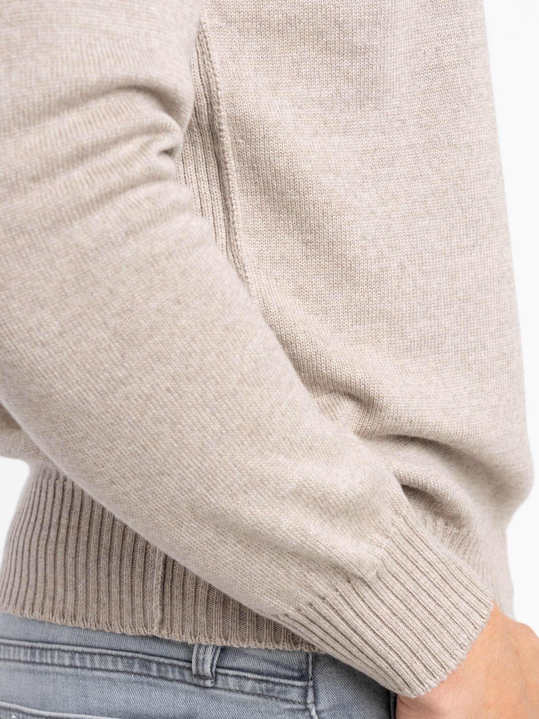 Light Brown Merino Raw Edge Crewneck