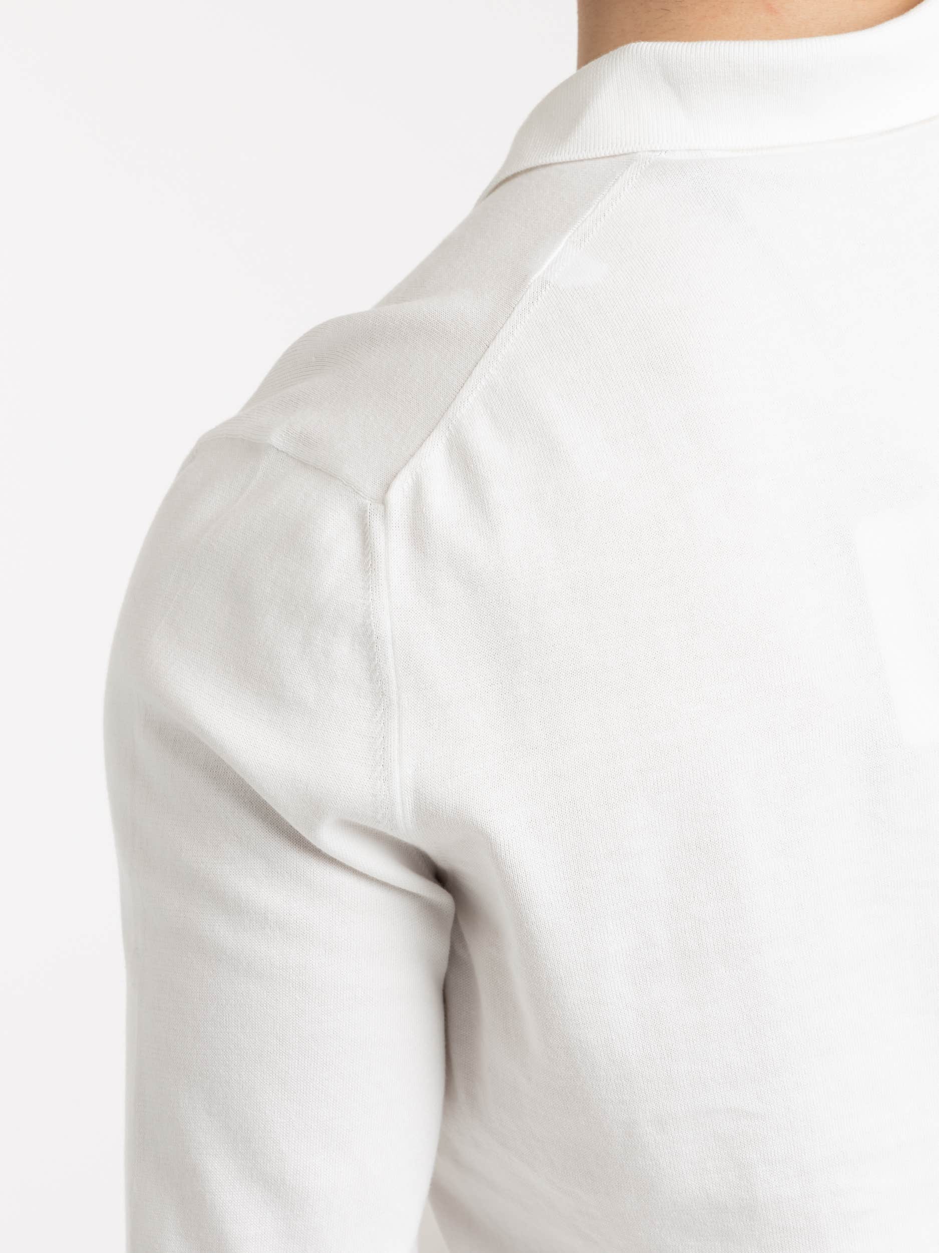 Long-Sleeved Cotton White Polo