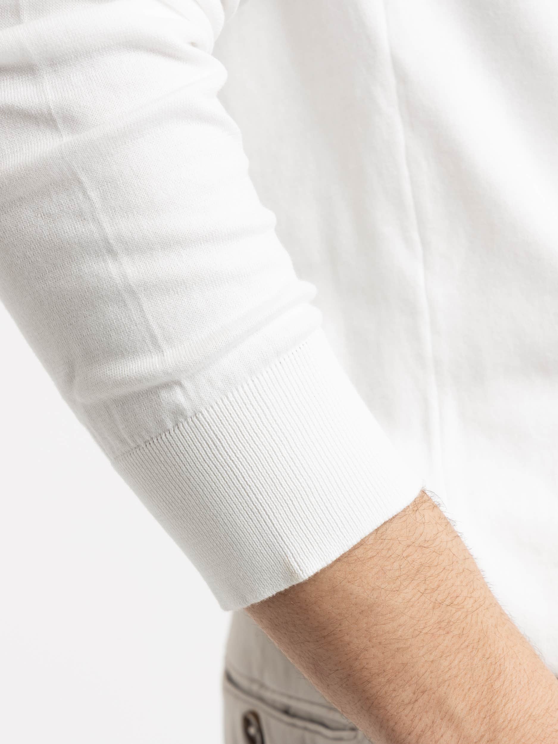 Long-Sleeved Cotton White Polo