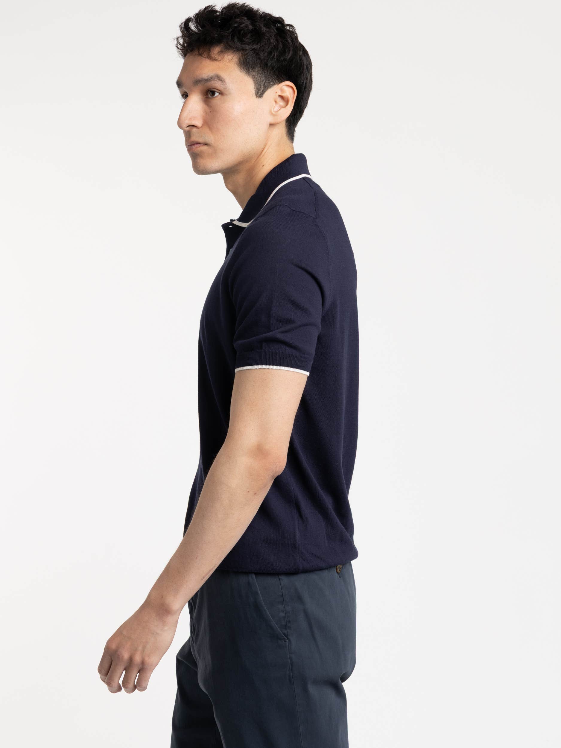 Navy Knit With Beige Contrast