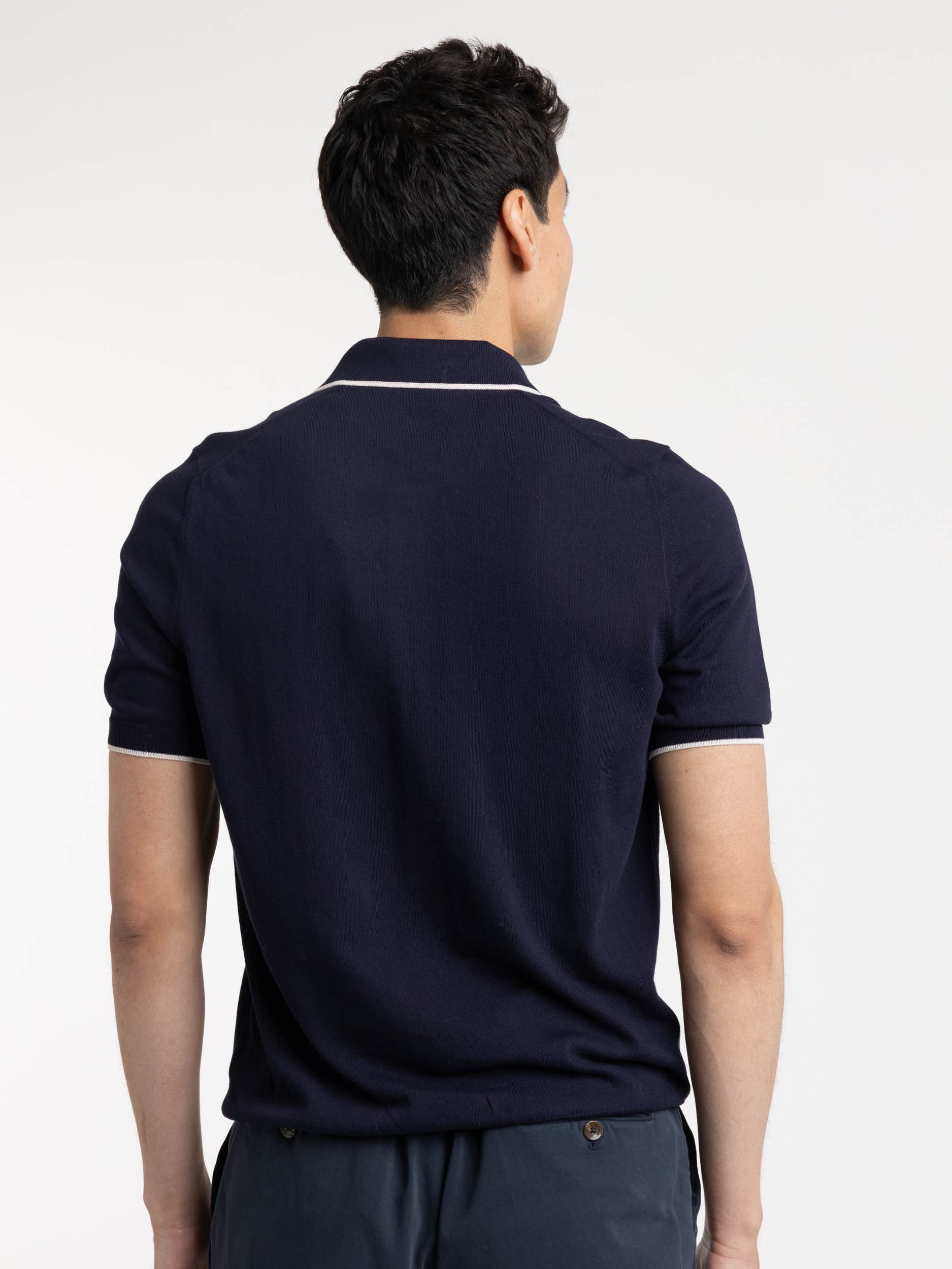 Navy Knit With Beige Contrast