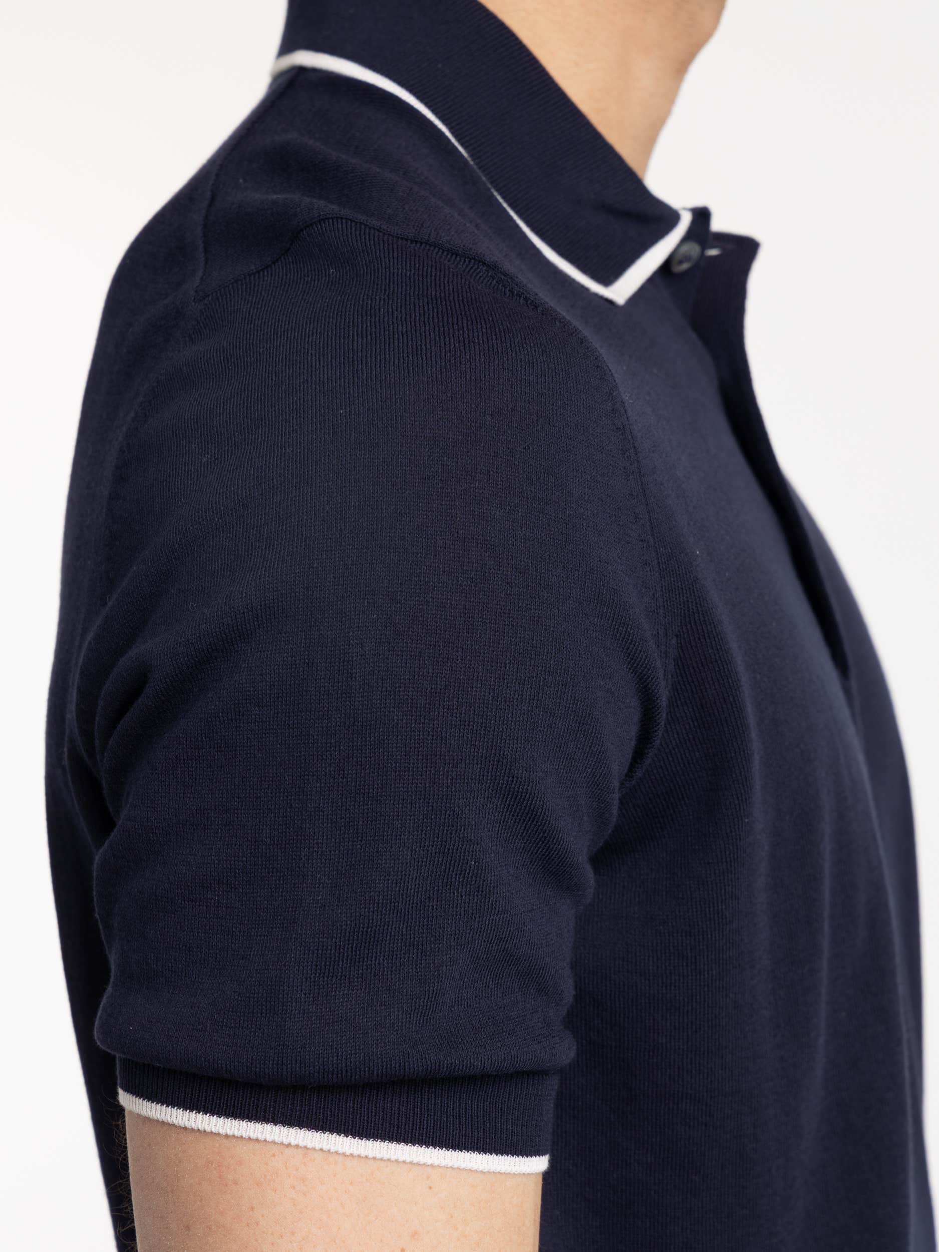 Navy Knit With Beige Contrast