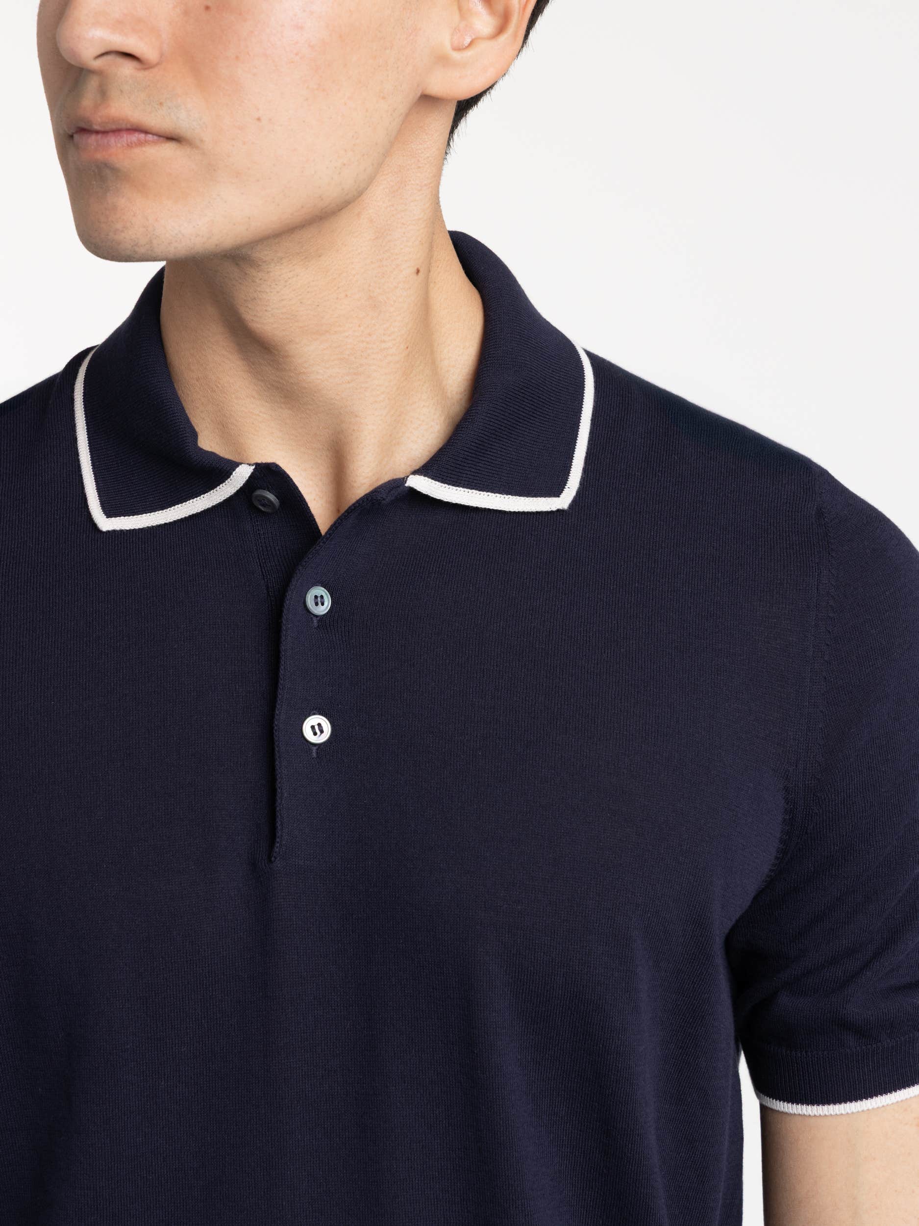 Navy Knit With Beige Contrast