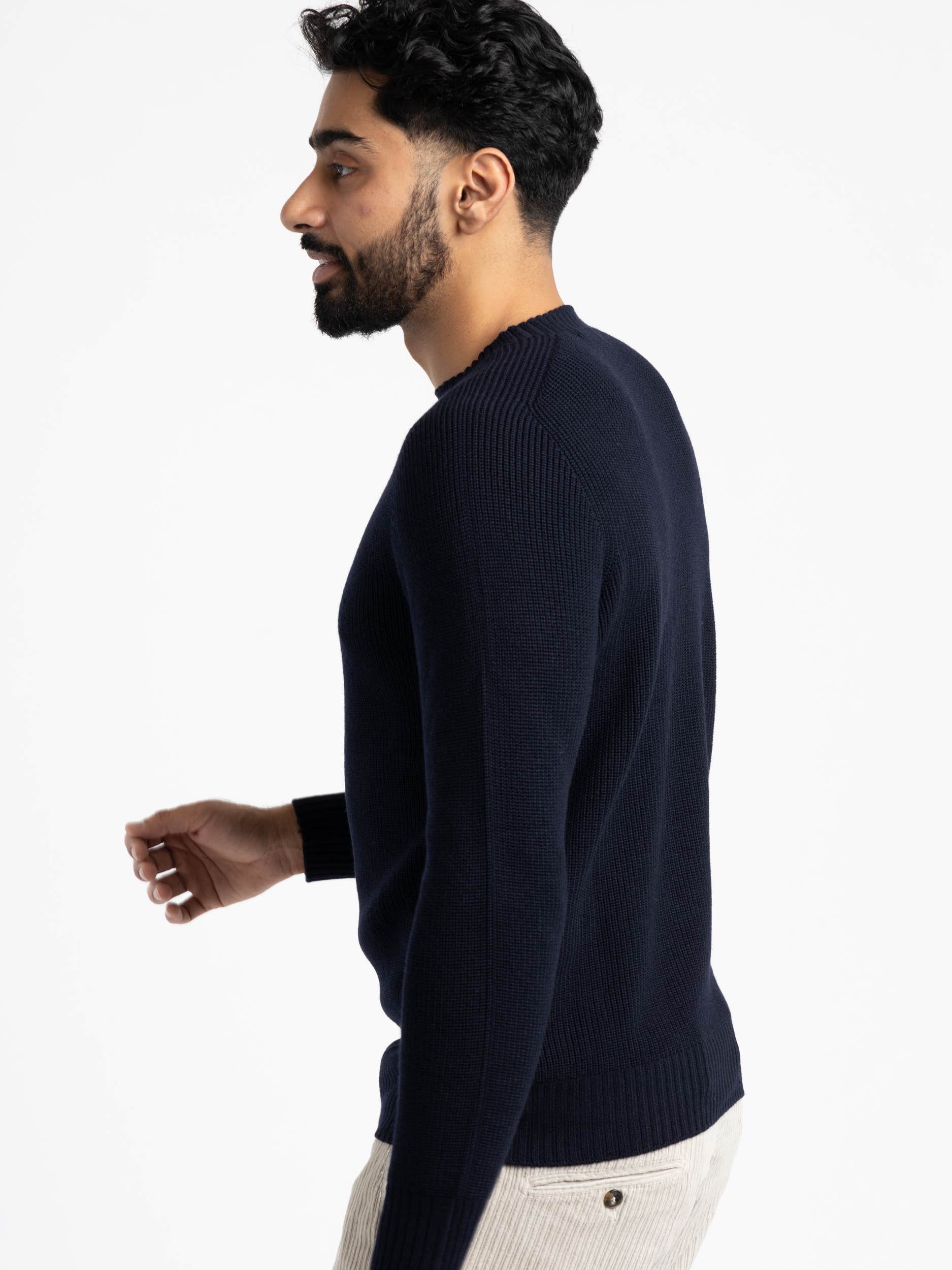 Navy Rain Wool Crewneck