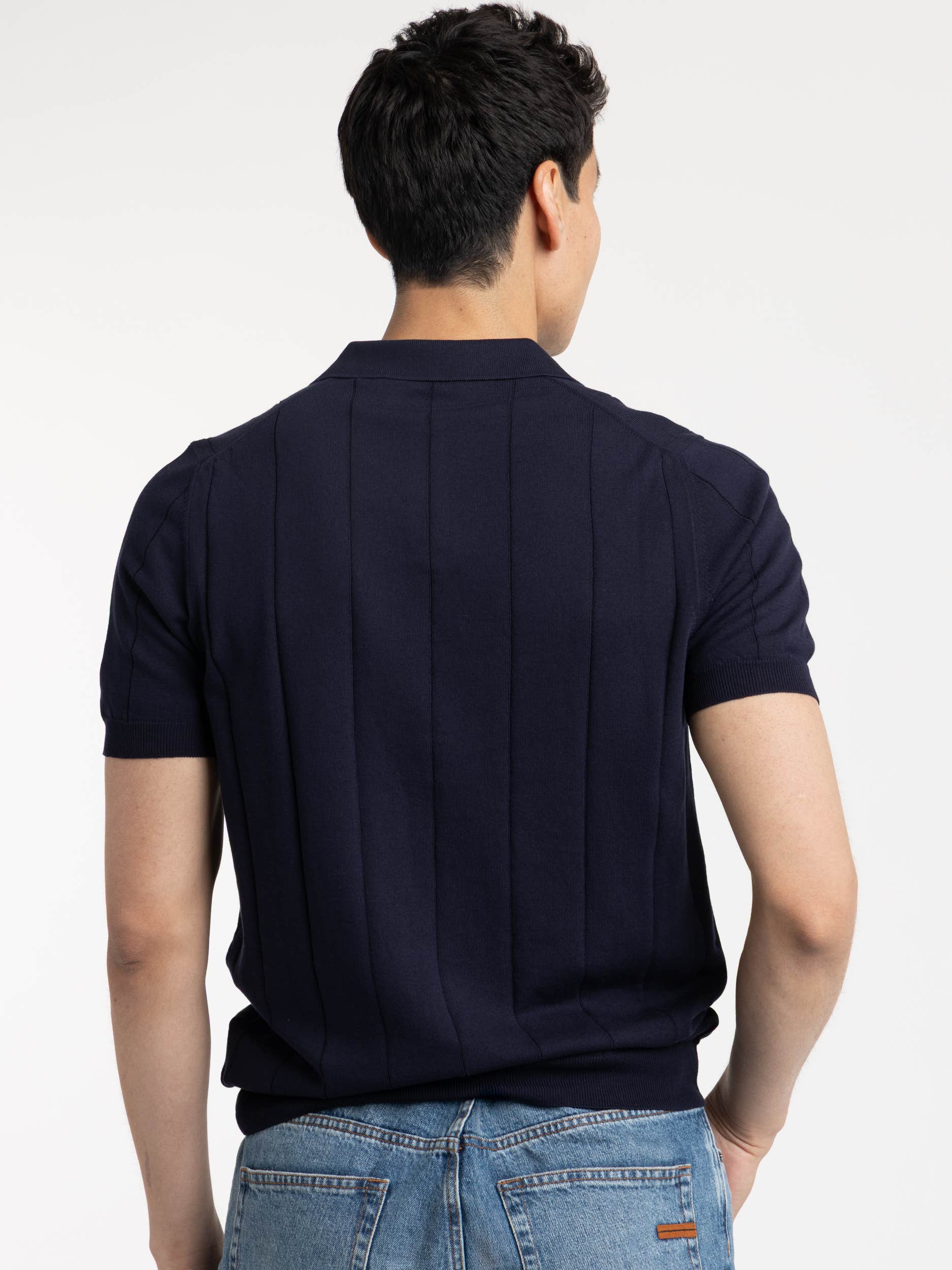 Navy Ribbed Skipper Polo