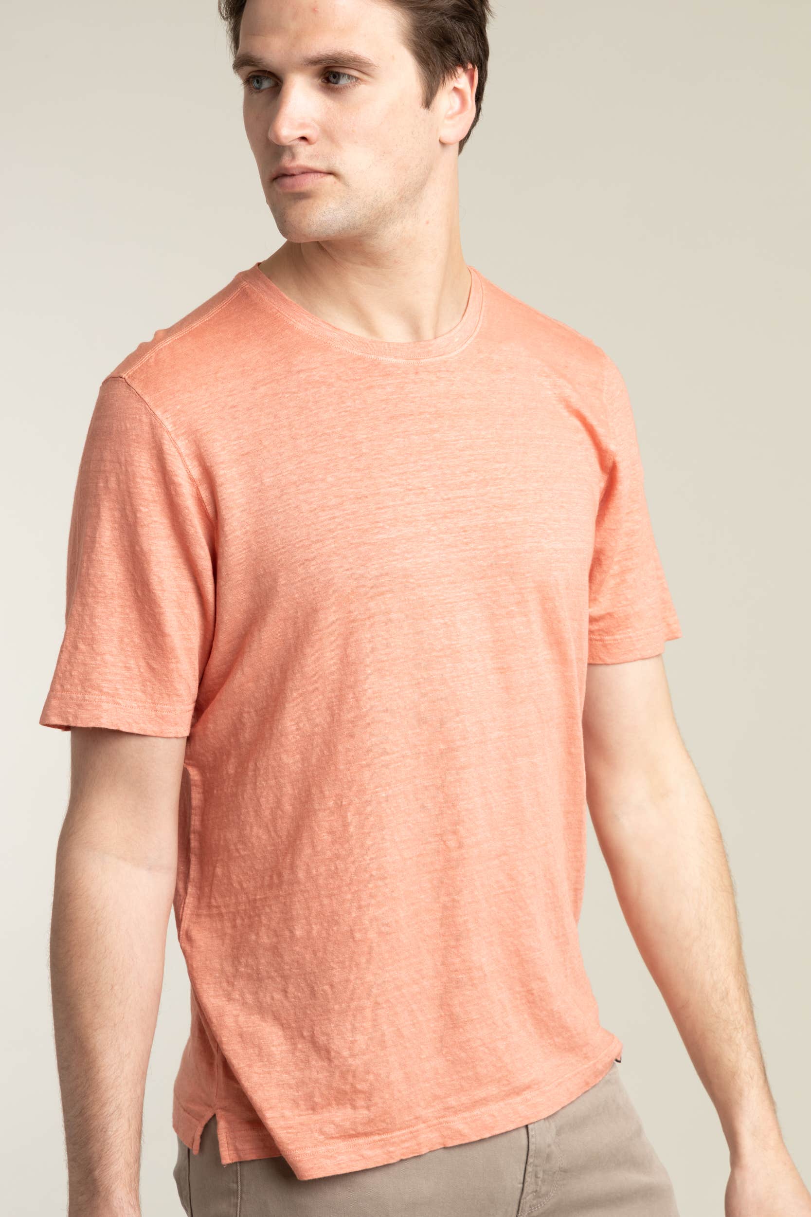 Pink Slub Linen Crewneck