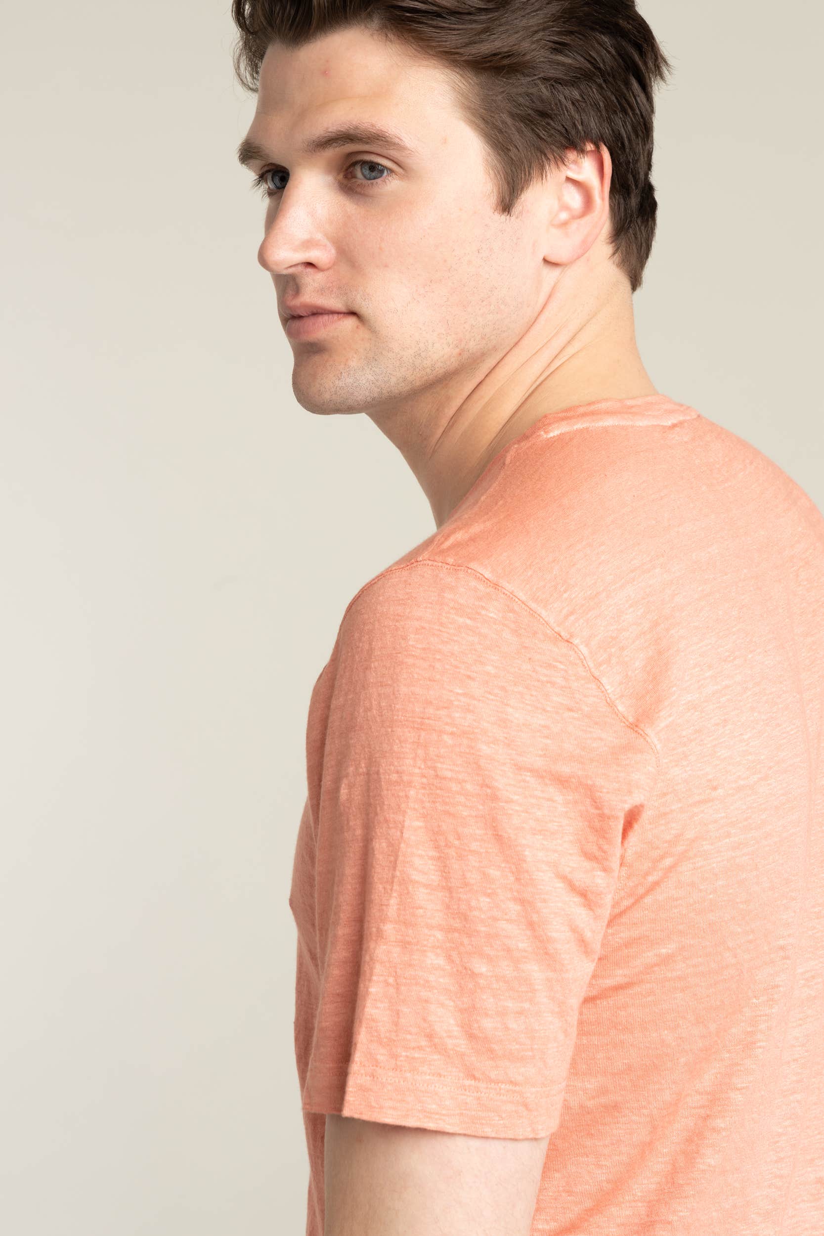 Pink Slub Linen Crewneck