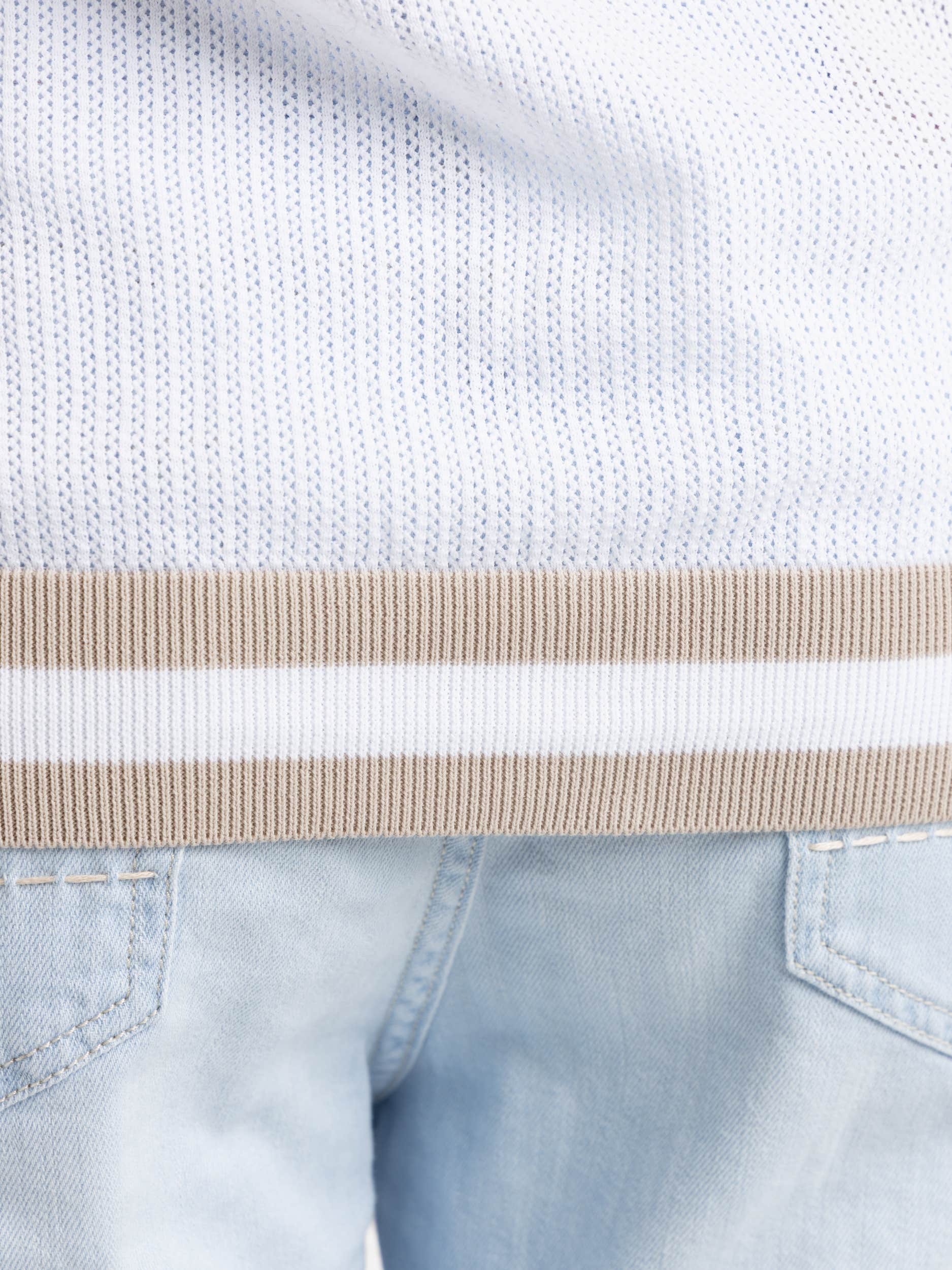 White and Brown Openwork Knit Shirt