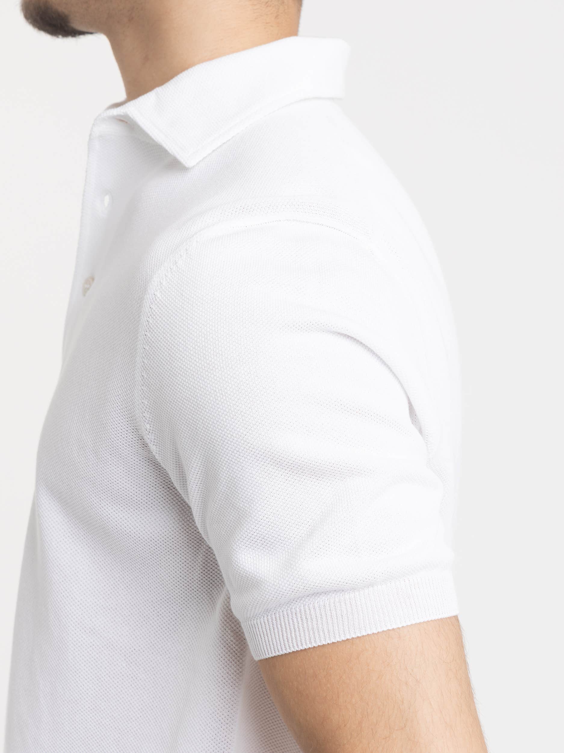 White Cotton Knit Polo Shirt