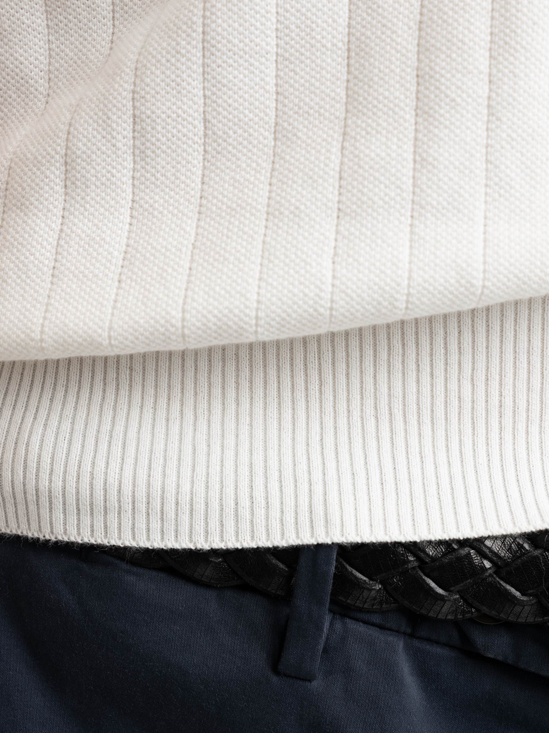 White Knit Polo with Blue/Red Contrast