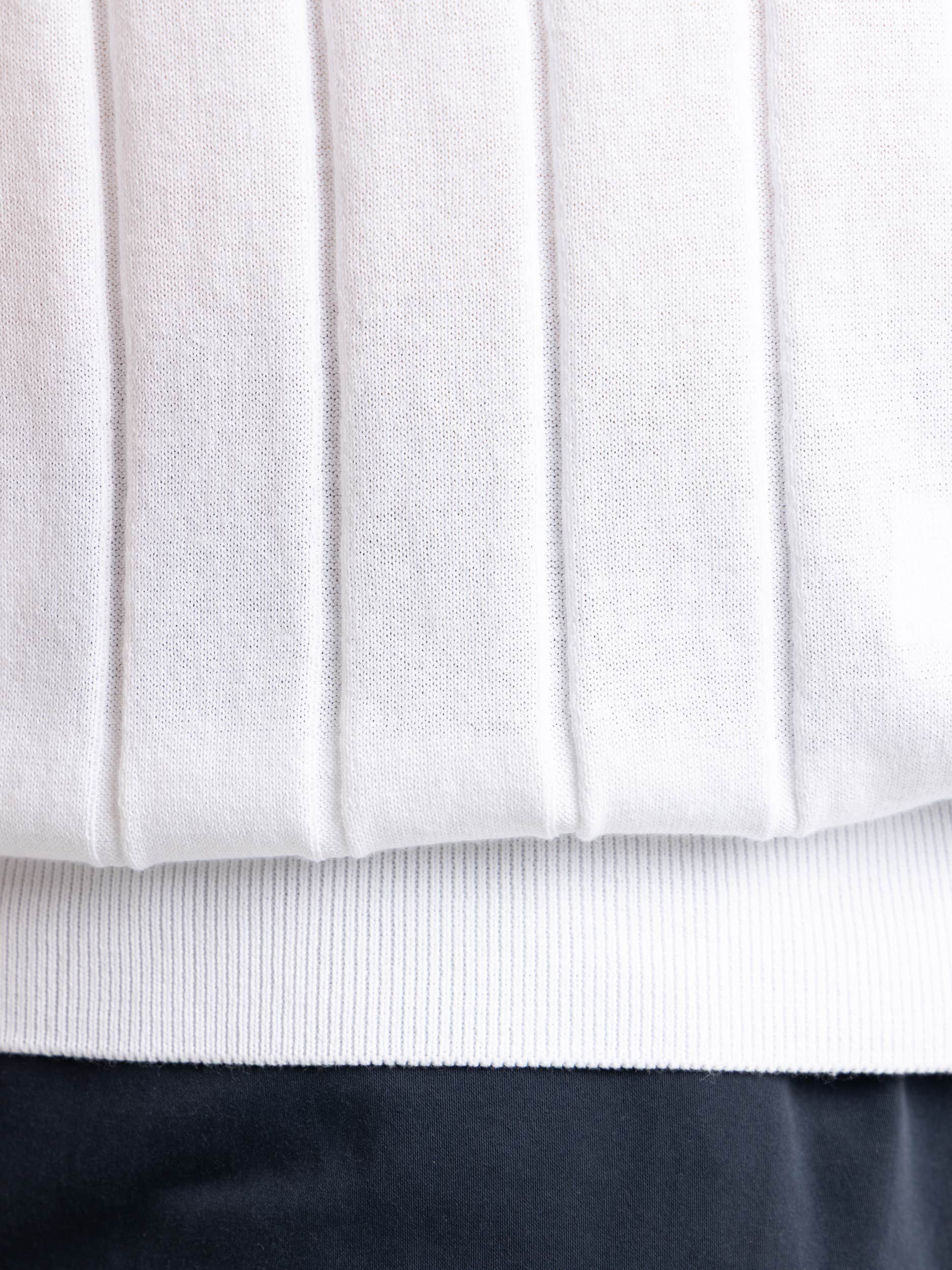 White Ribbed Full Button Polo Shirt
