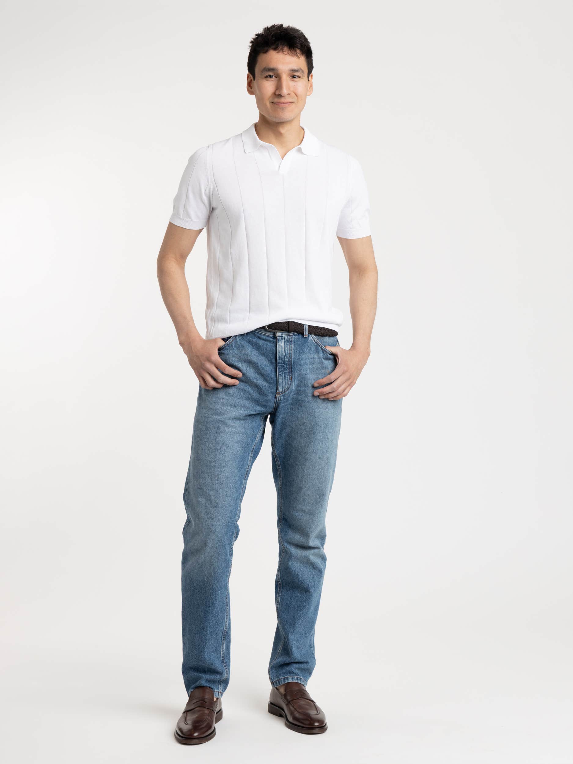White Ribbed Skipper Polo