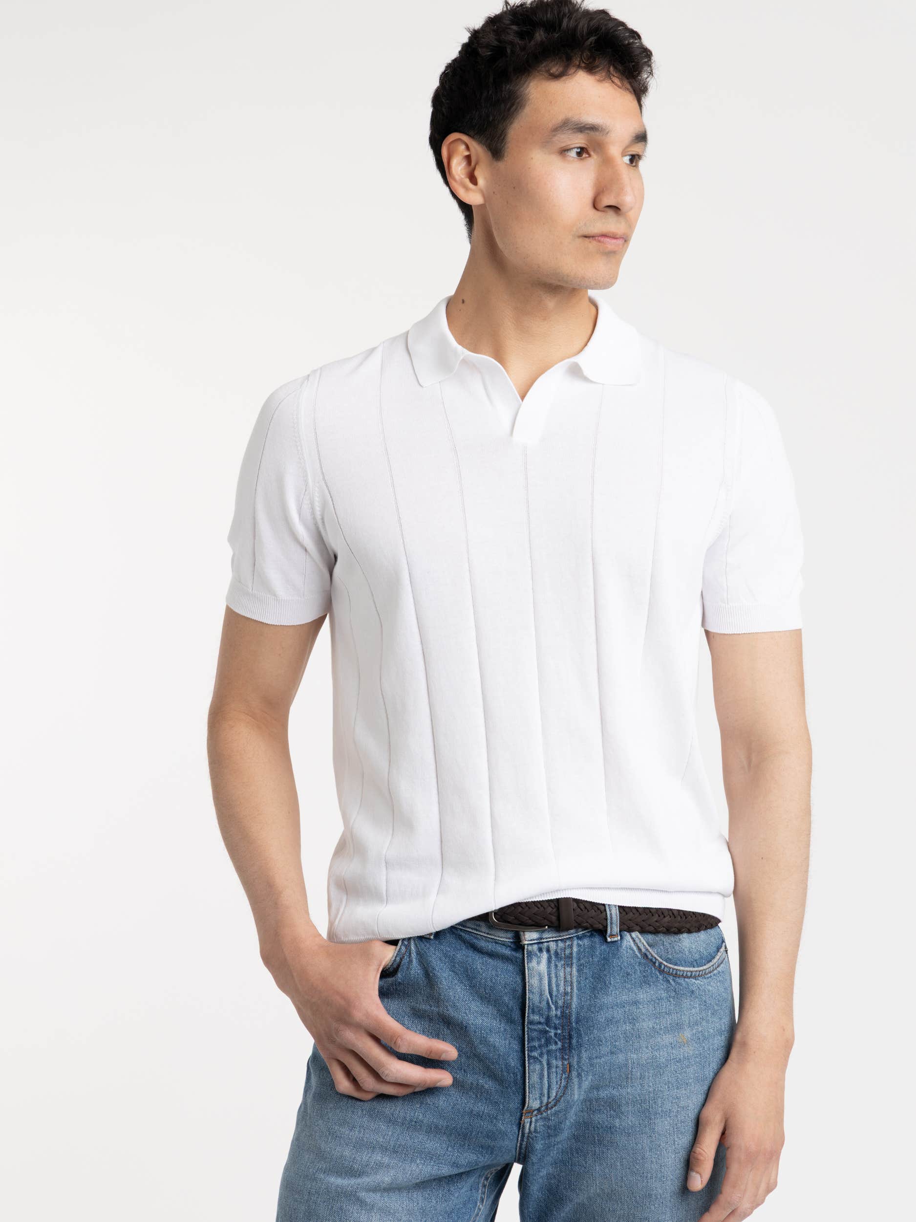 White Ribbed Skipper Polo