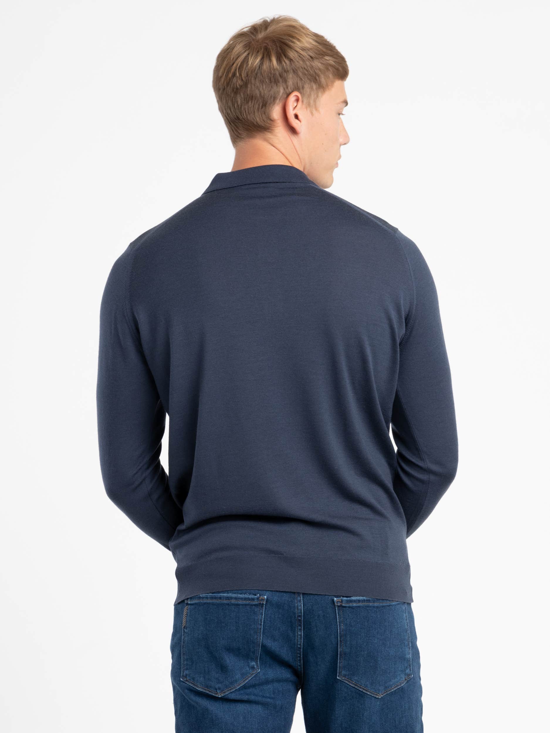 Blue Cotswold Extra Fine Merino Wool Polo Shirt