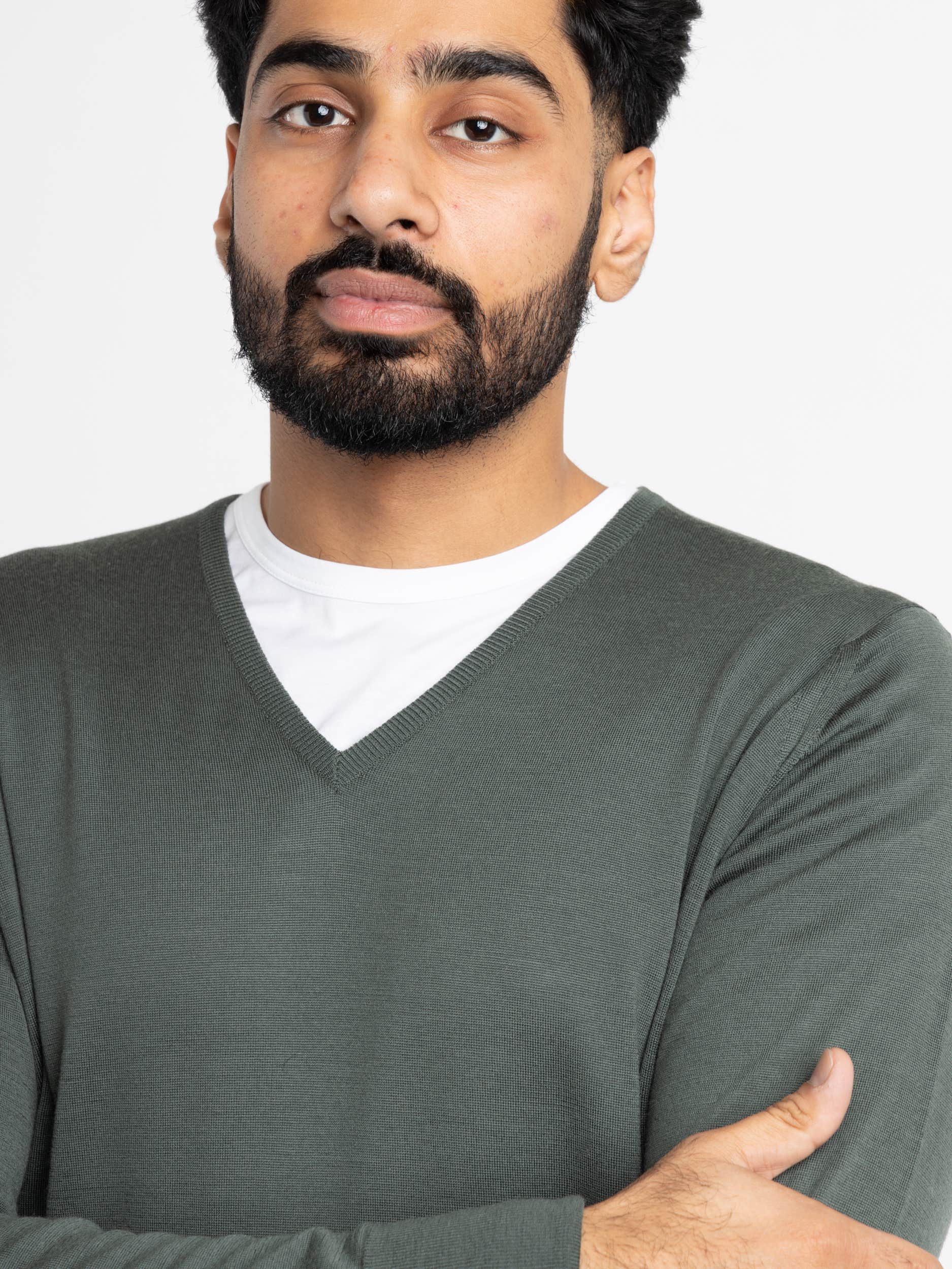 Green Extra Fine Merino Wool Bobby Pullover