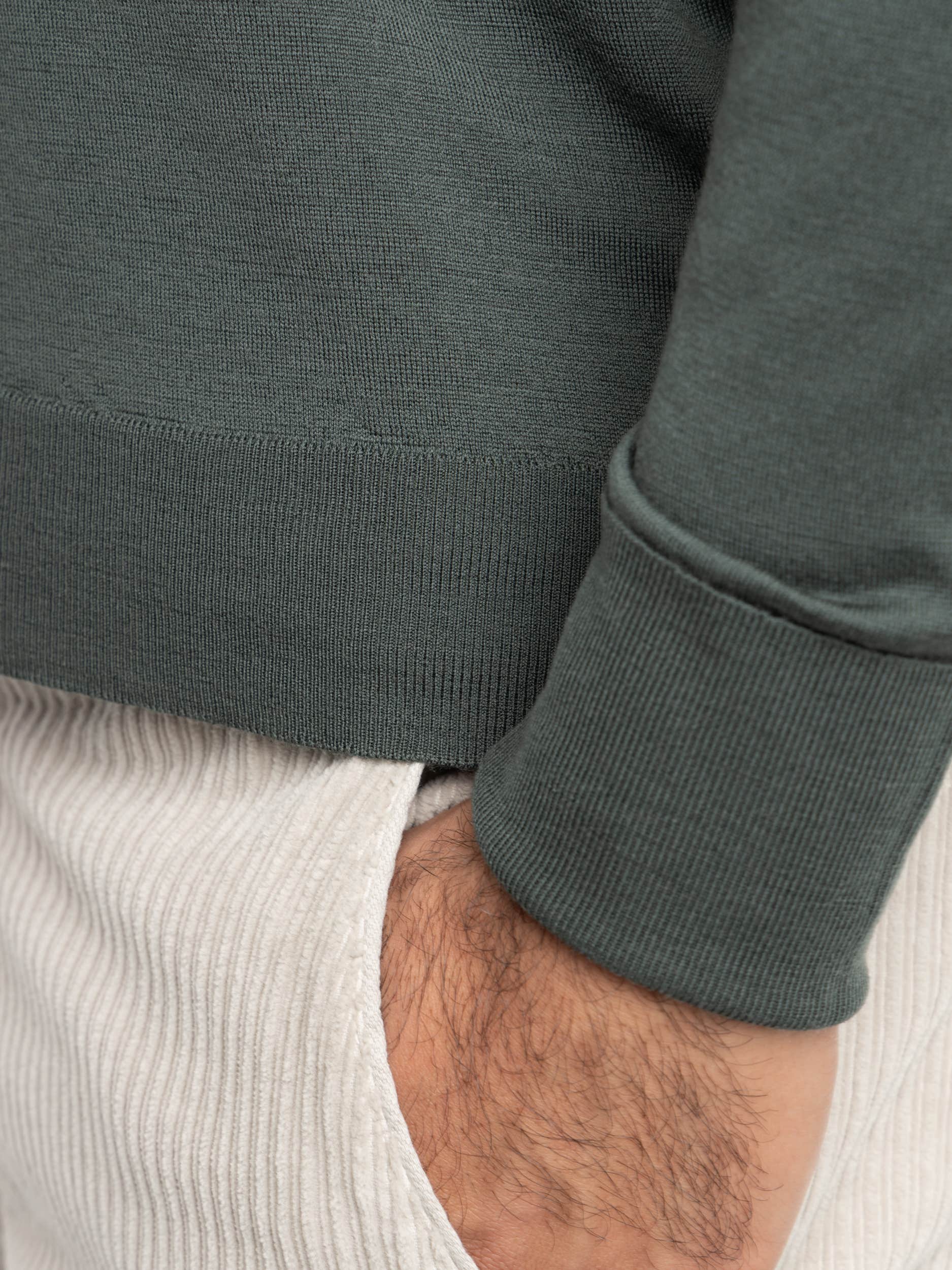 Green Extra Fine Merino Wool Bobby Pullover