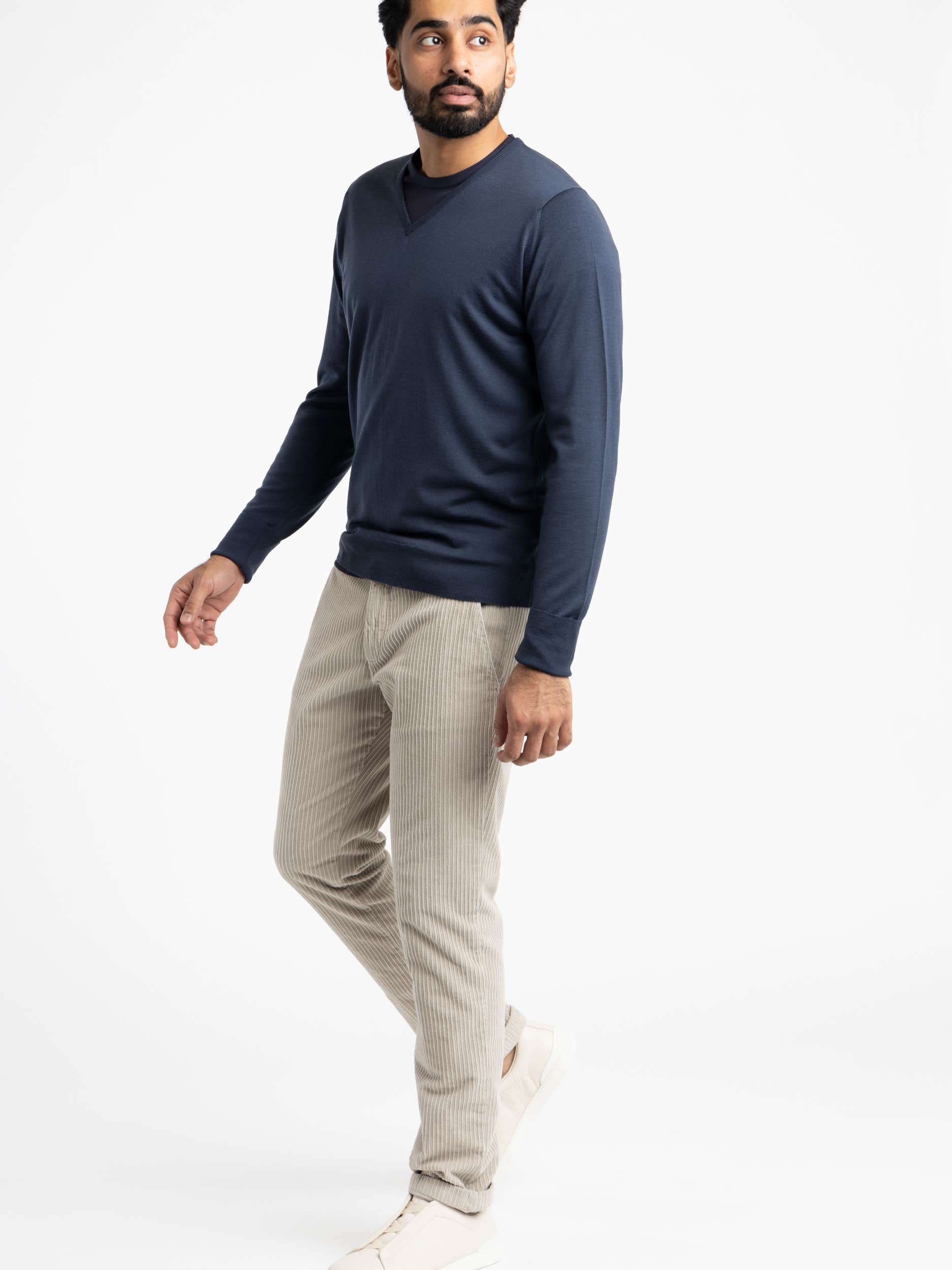 Smoke Blue Extra Fine Merino Wool Bobby Pullover