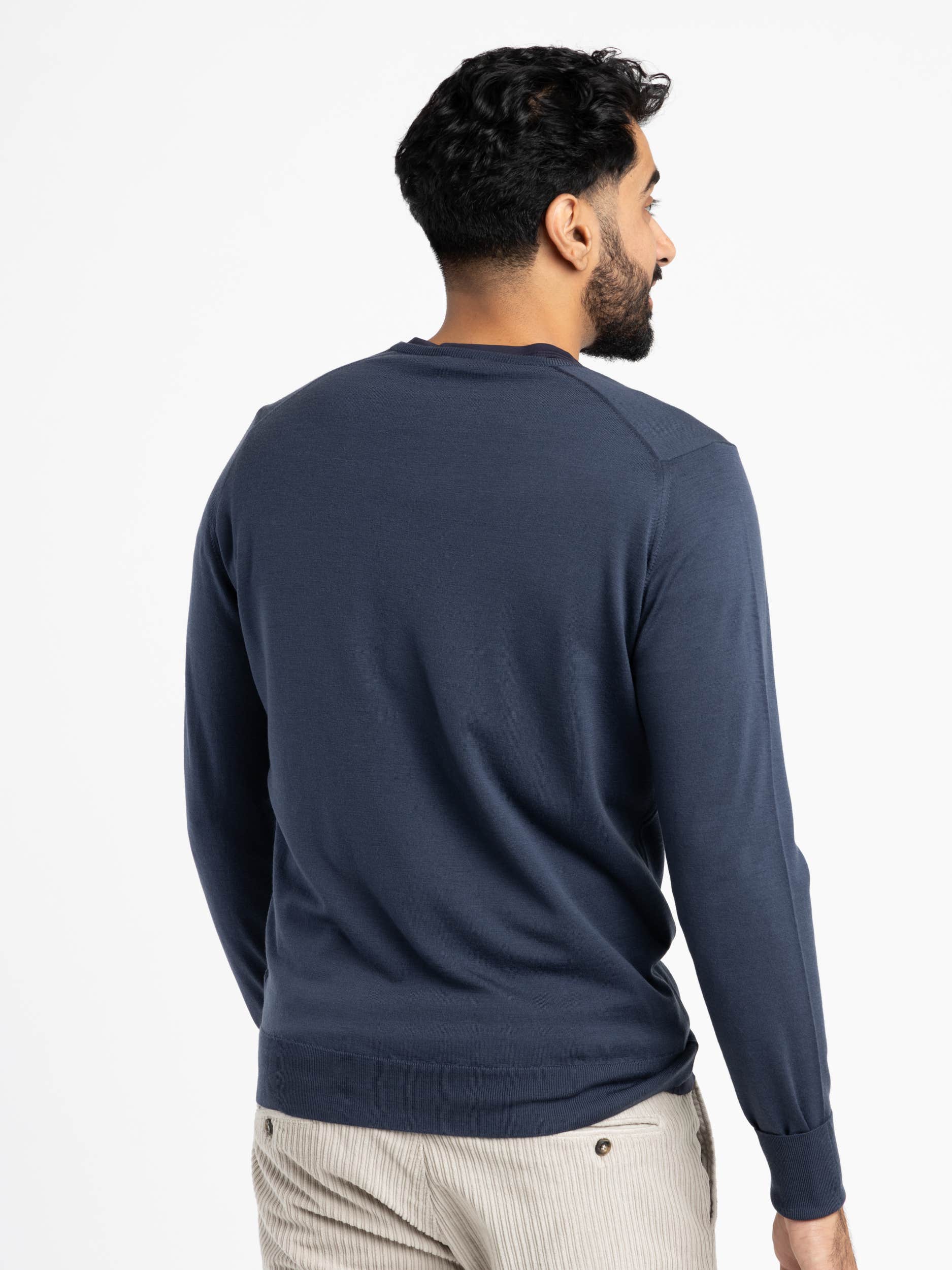 Smoke Blue Extra Fine Merino Wool Bobby Pullover