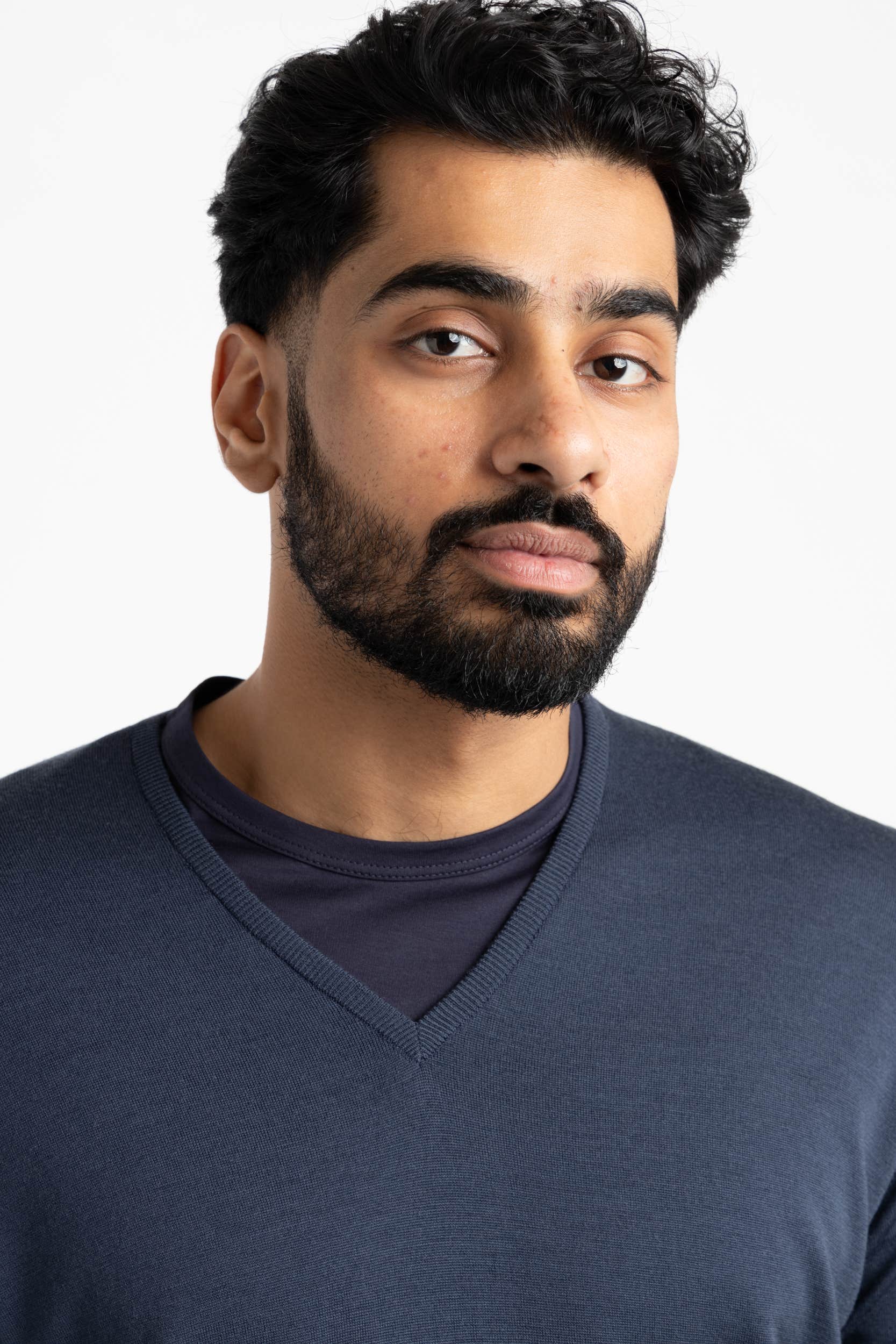 Smoke Blue Extra Fine Merino Wool Bobby Pullover