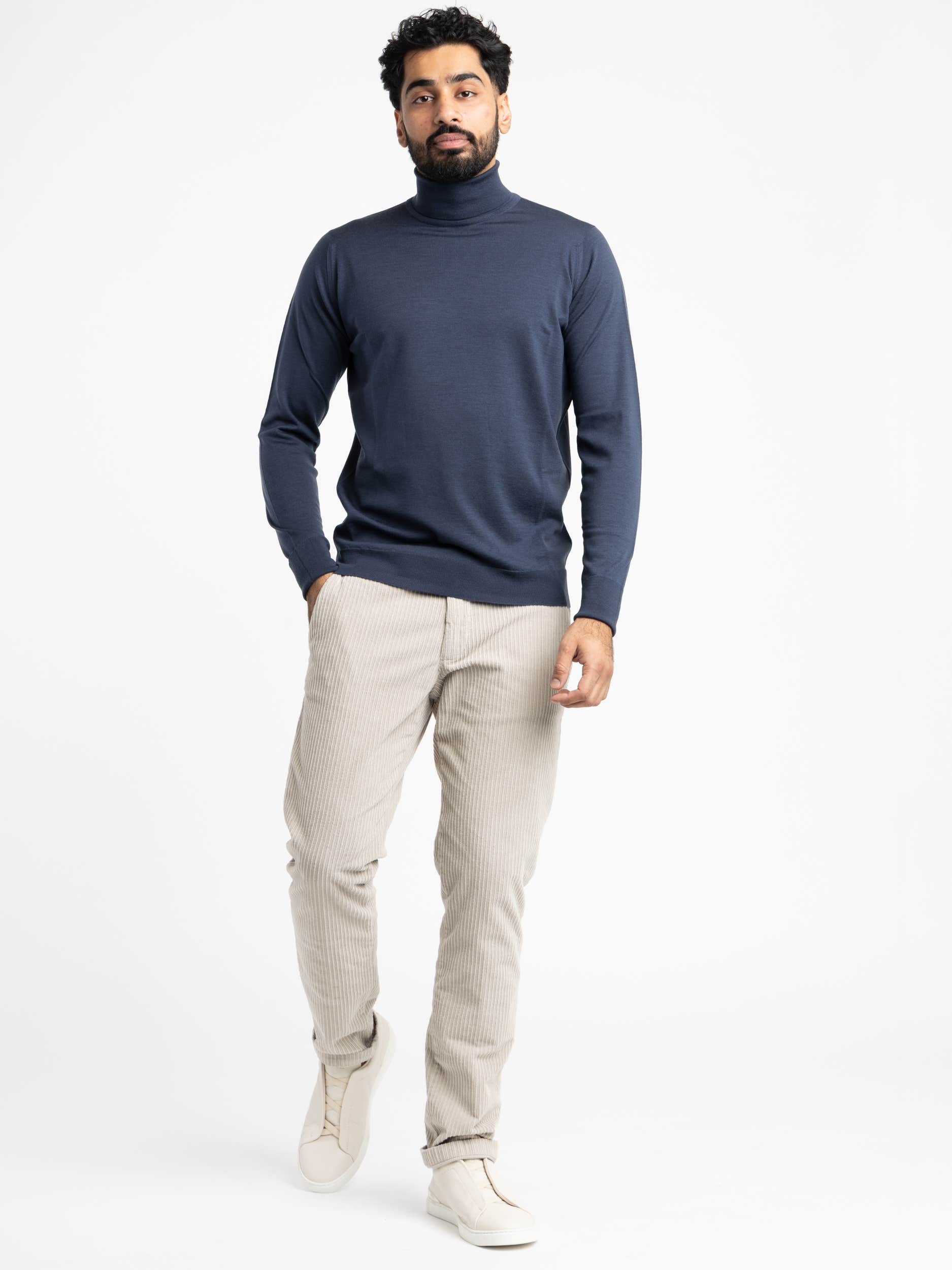 Smoke Blue Wool Richards Roll-neck
